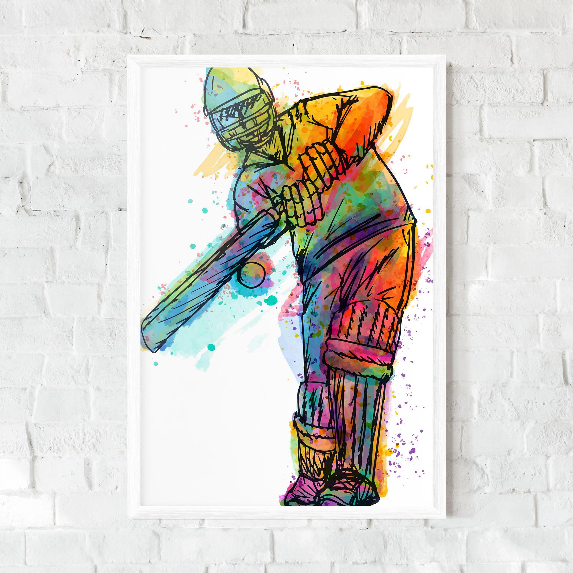 Gerahmte Poster Colorful Baseball Player mockup 0