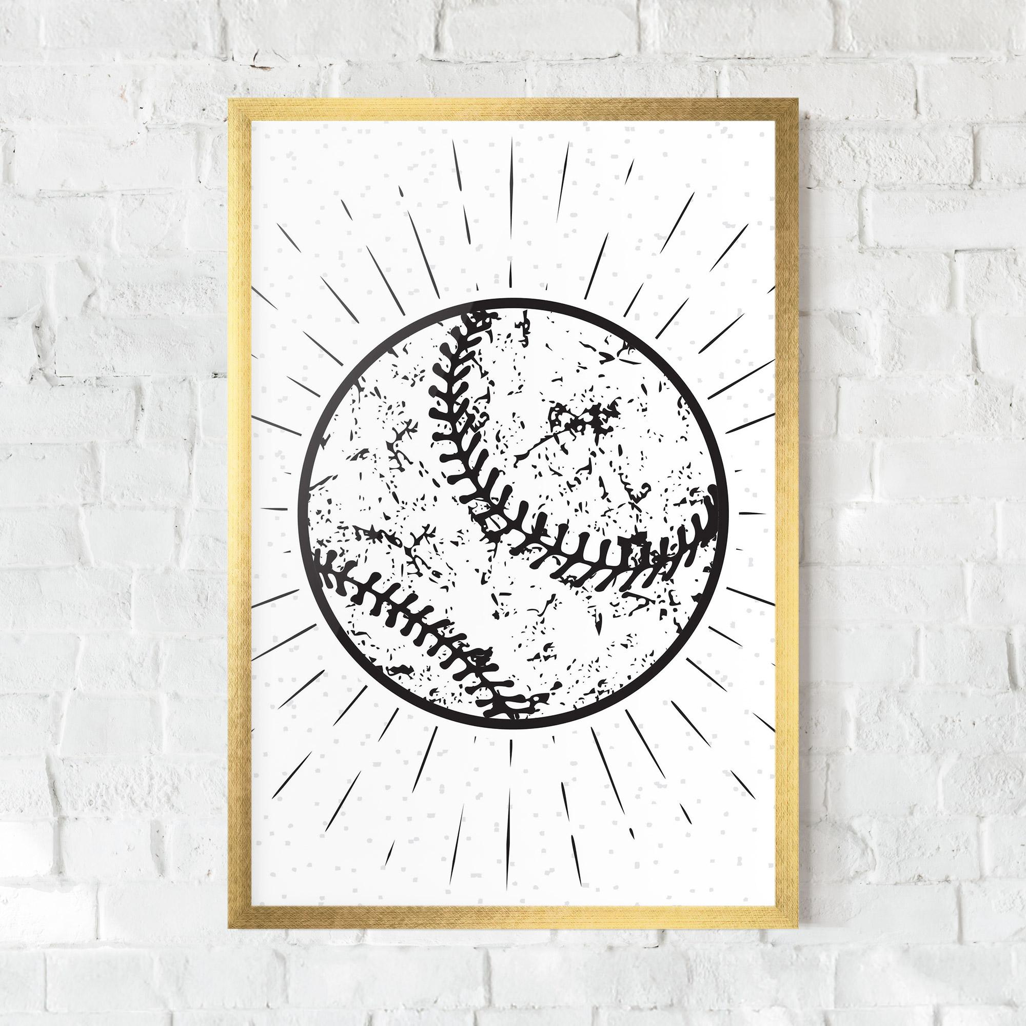 Gerahmte Poster Baseball Ball Line mockup 0