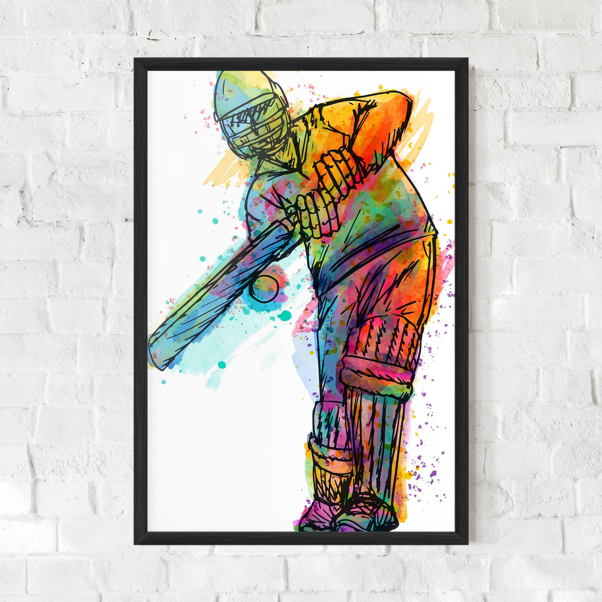 Gerahmte Poster Colorful Baseball Player mockup 0
