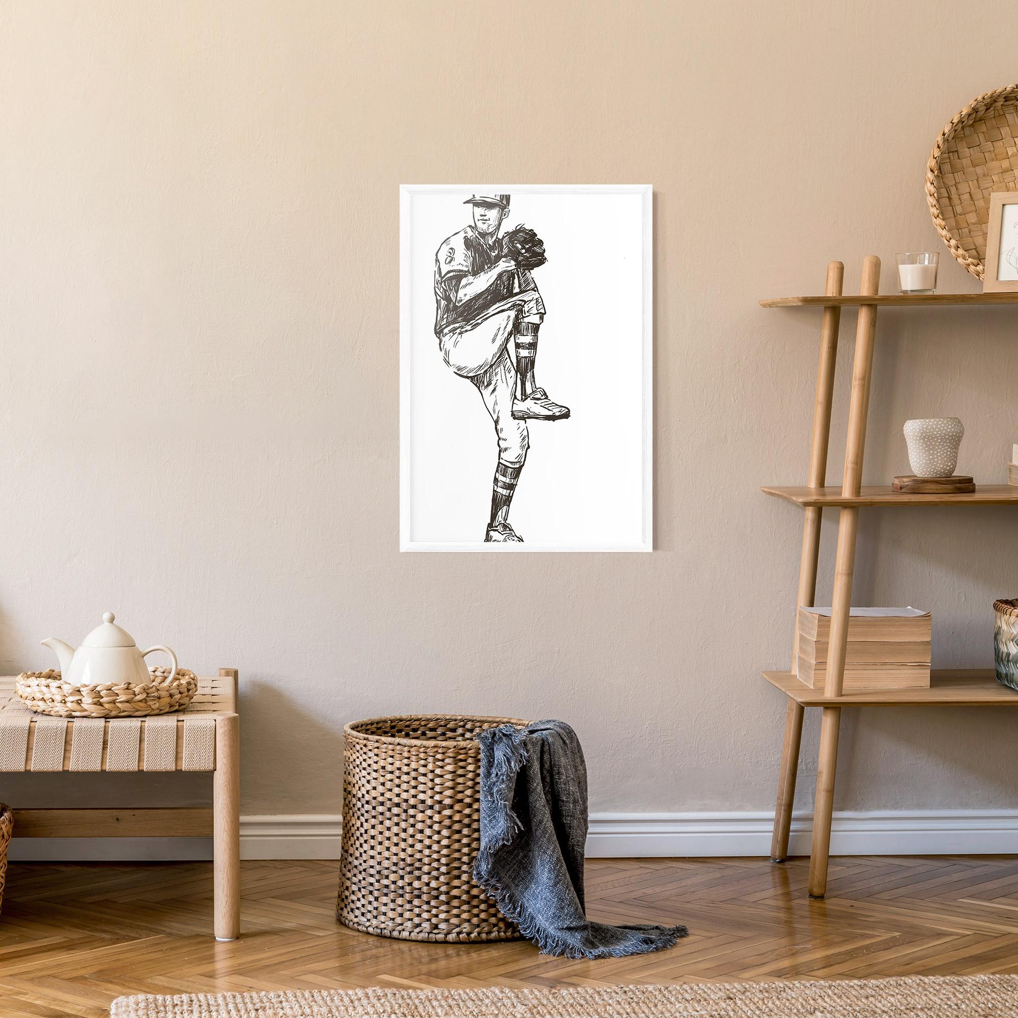 Gerahmte Poster Baseball Player Line mockup 9