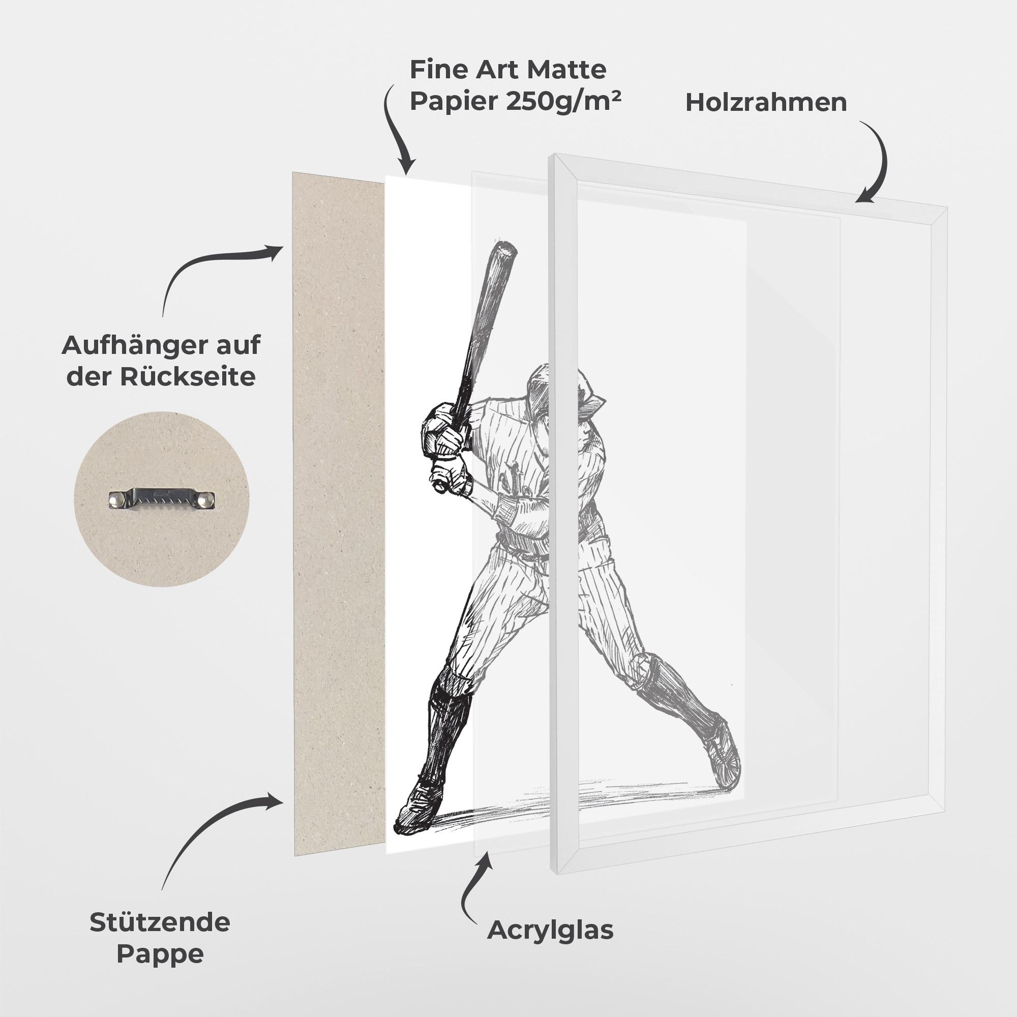 Gerahmte Poster Baseball Play mockup 1