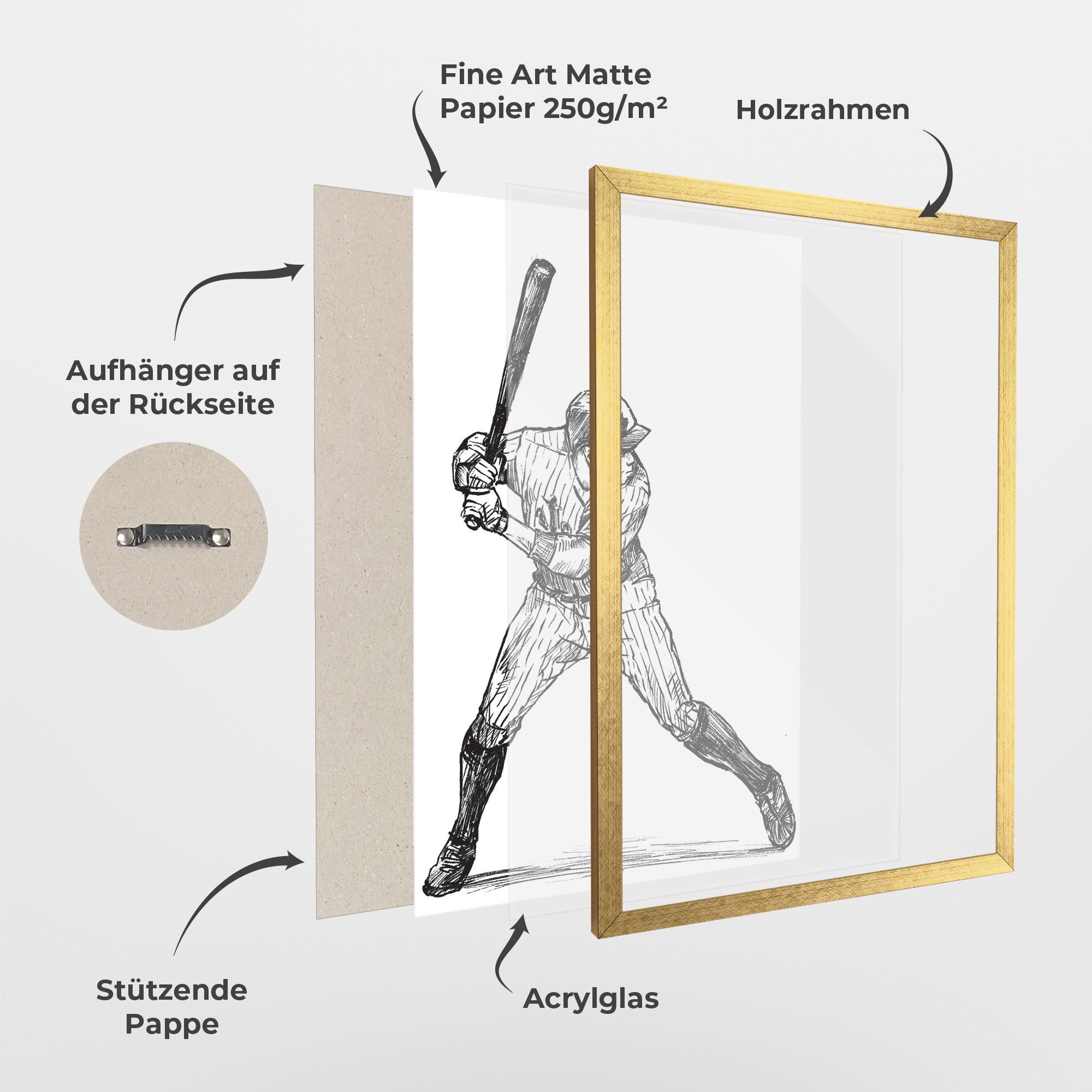 Gerahmte Poster Baseball Play mockup 1