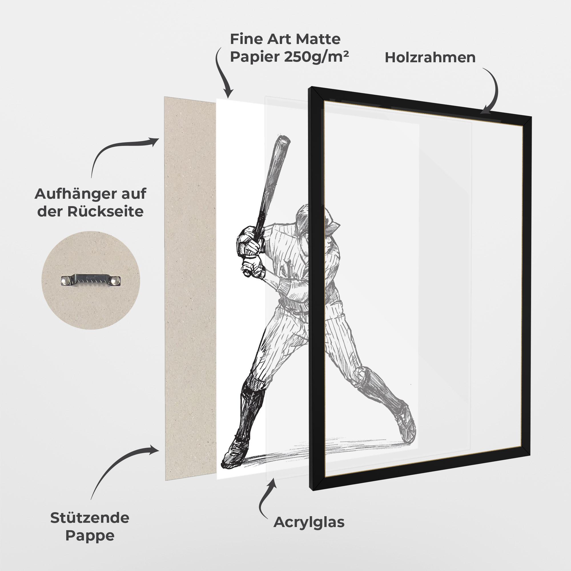 Gerahmte Poster Baseball Play mockup 1