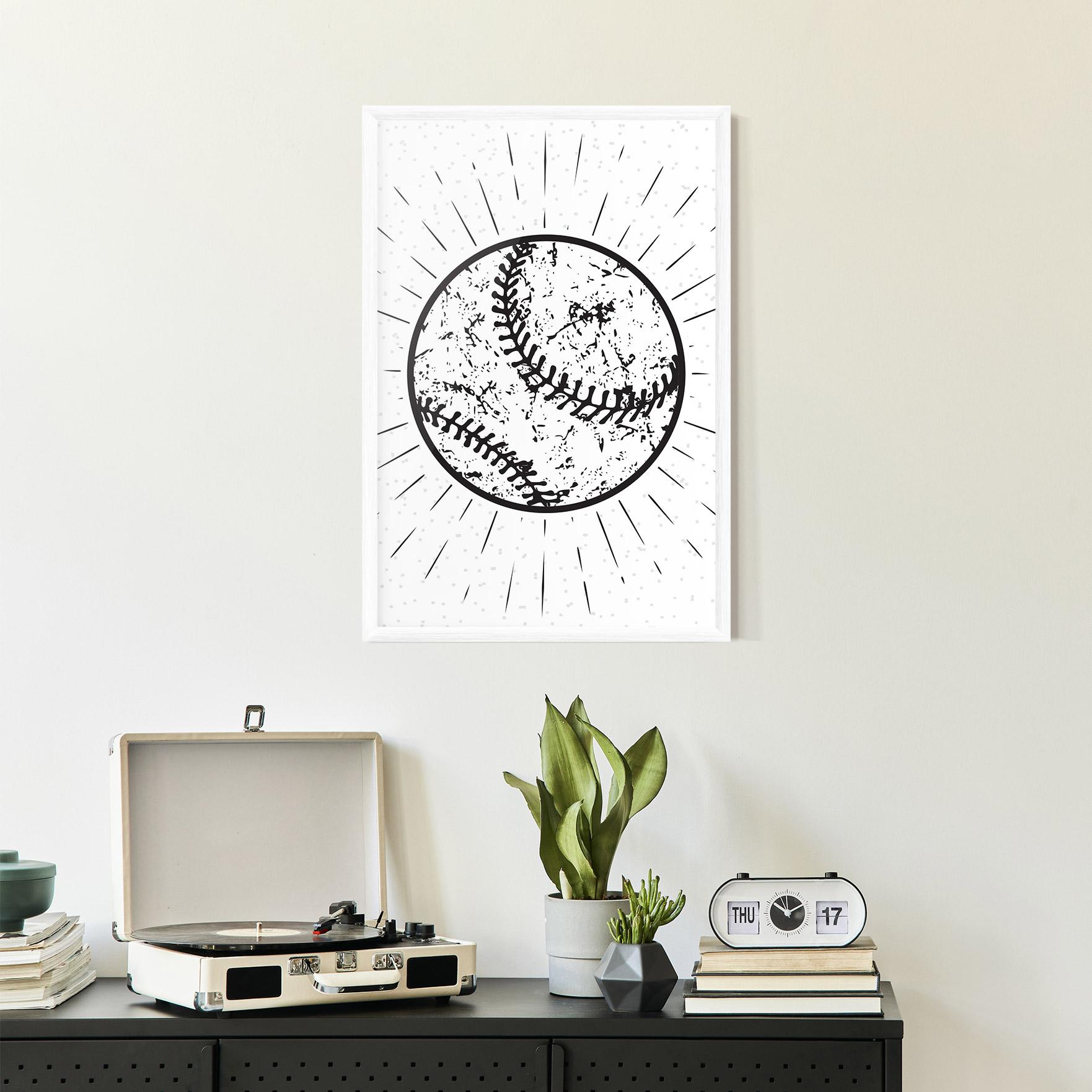 Gerahmte Poster Baseball Ball Line mockup 2