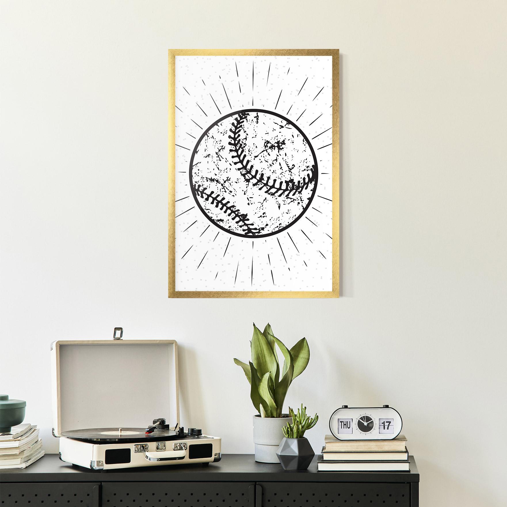 Gerahmte Poster Baseball Ball Line mockup 2