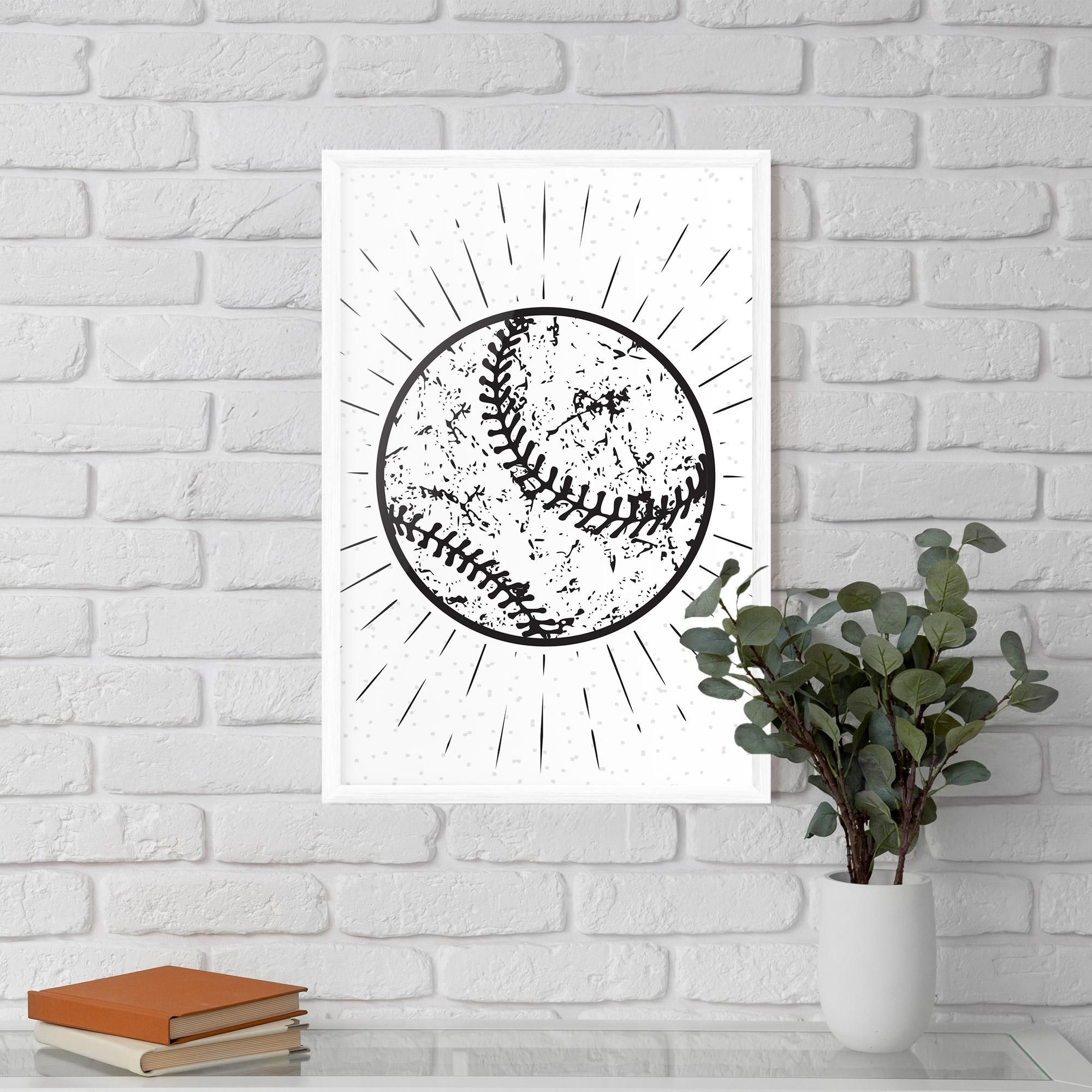 Gerahmte Poster Baseball Ball Line mockup 5