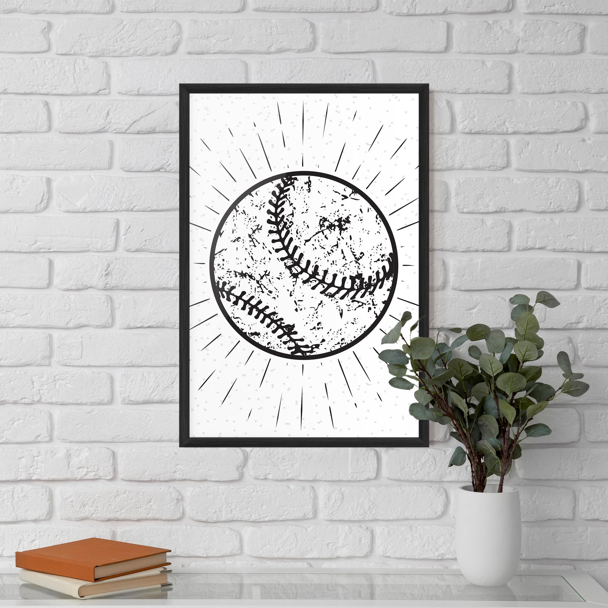 Gerahmte Poster Baseball Ball Line mockup 5