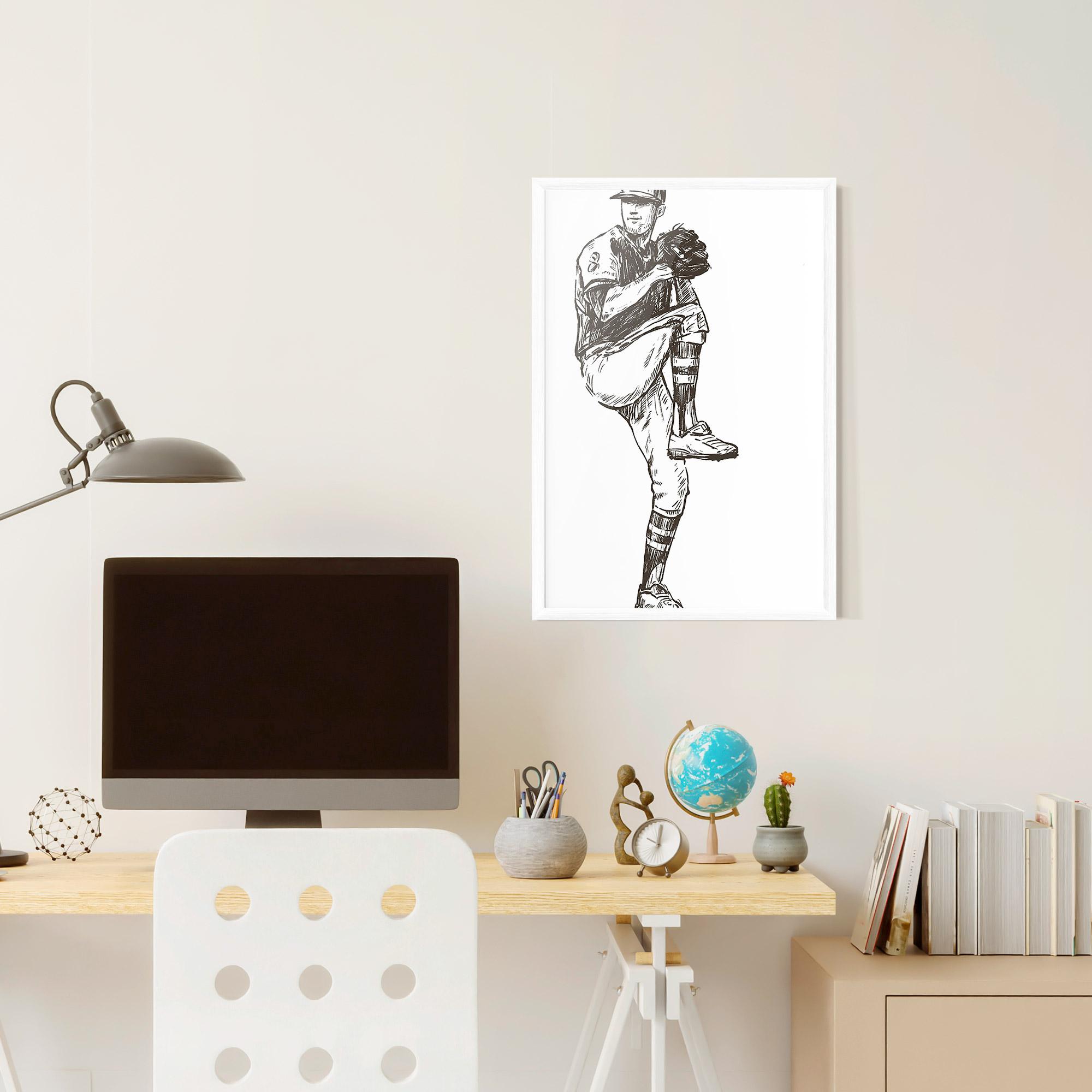 Gerahmte Poster Baseball Player Line mockup 6