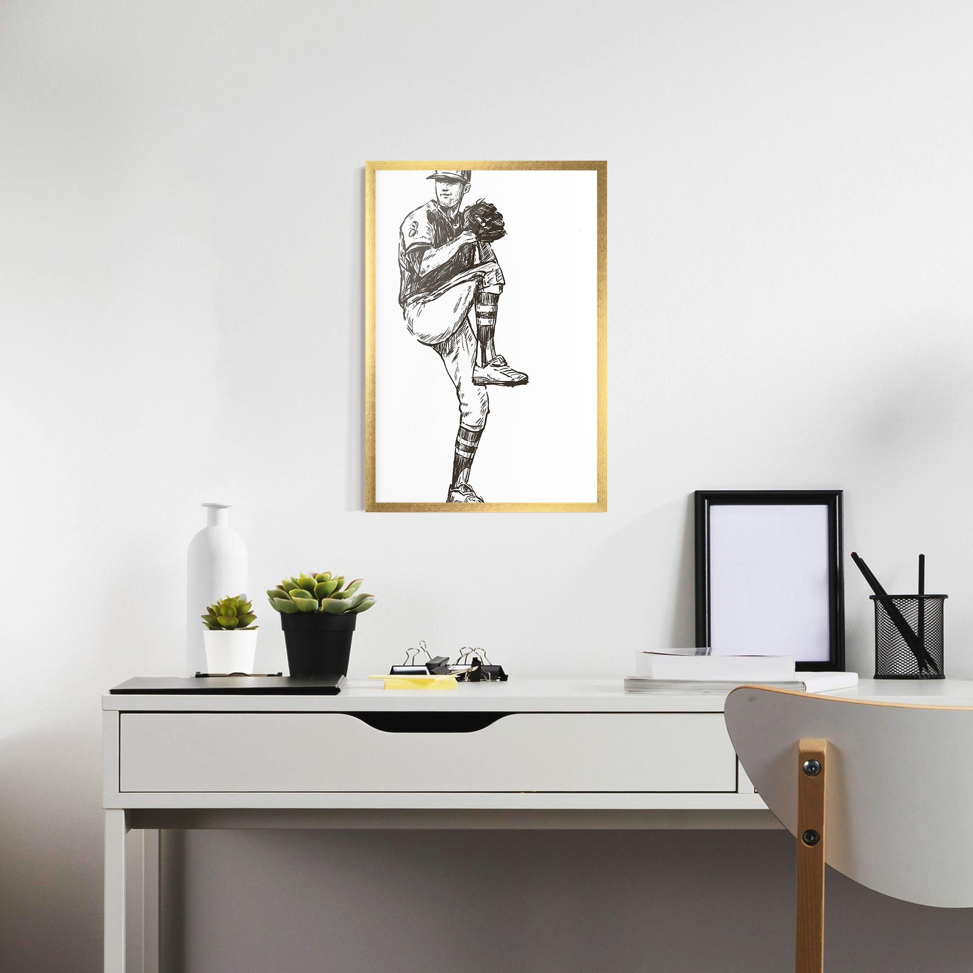 Gerahmte Poster Baseball Player Line mockup 7