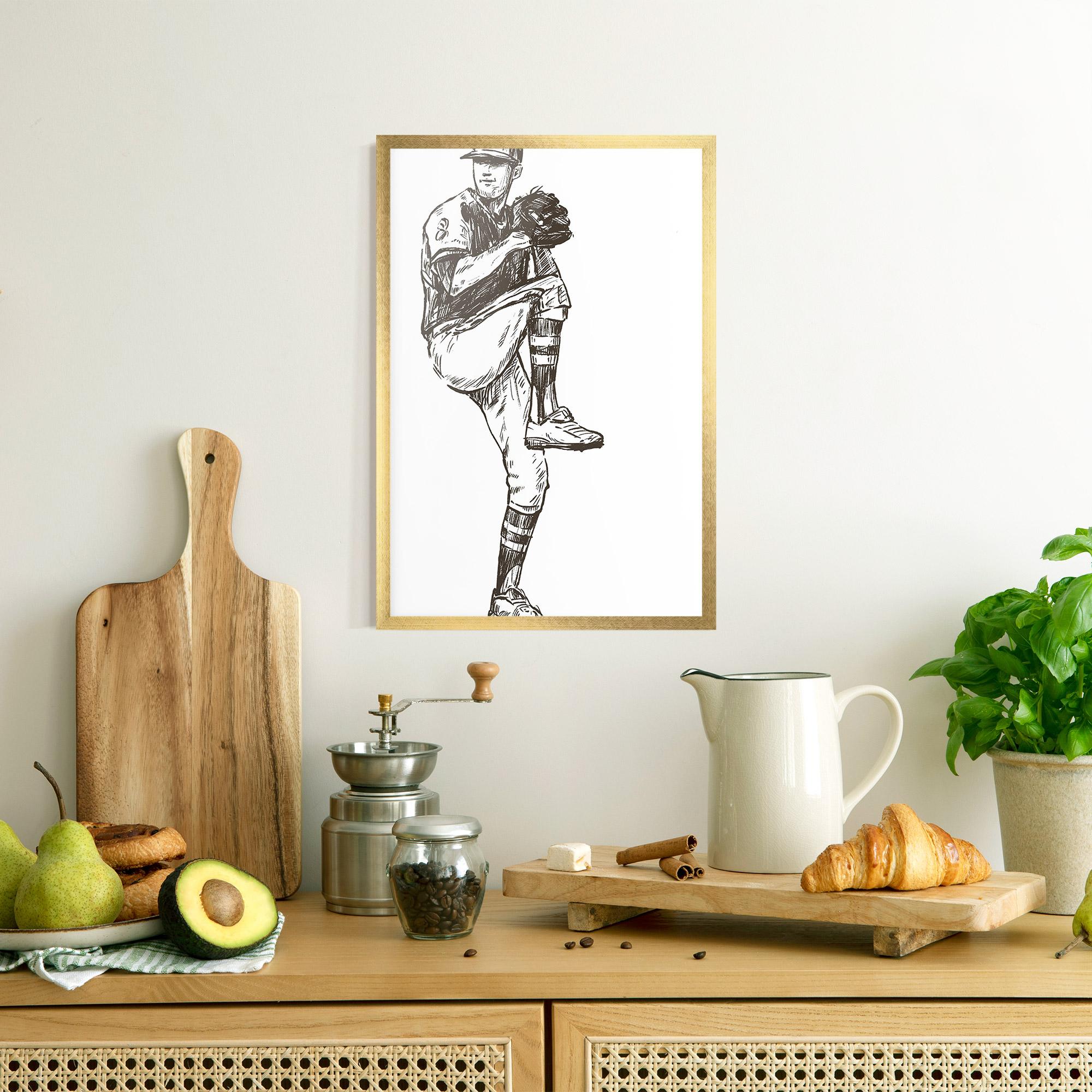 Gerahmte Poster Baseball Player Line mockup 8