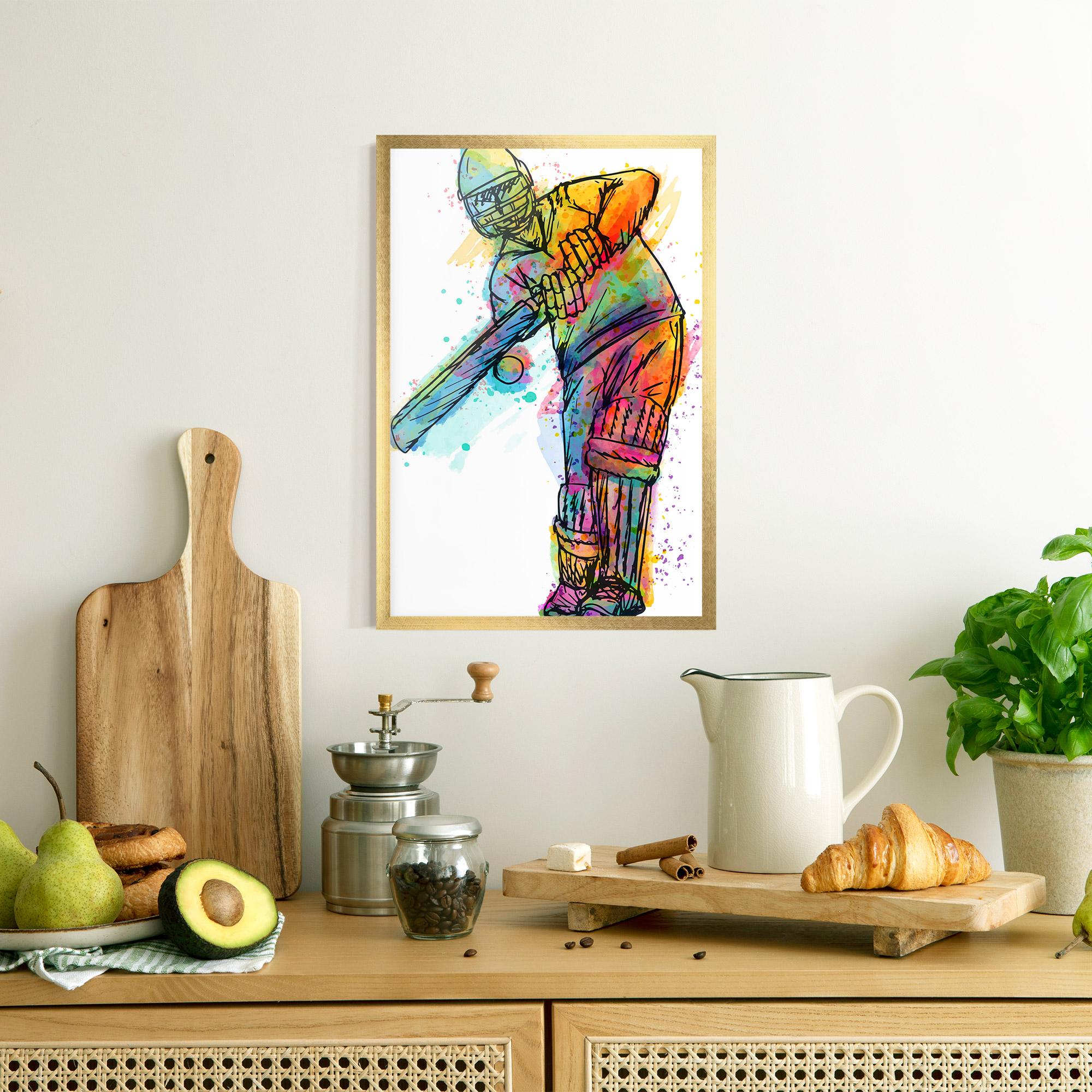 Gerahmte Poster Colorful Baseball Player mockup 8