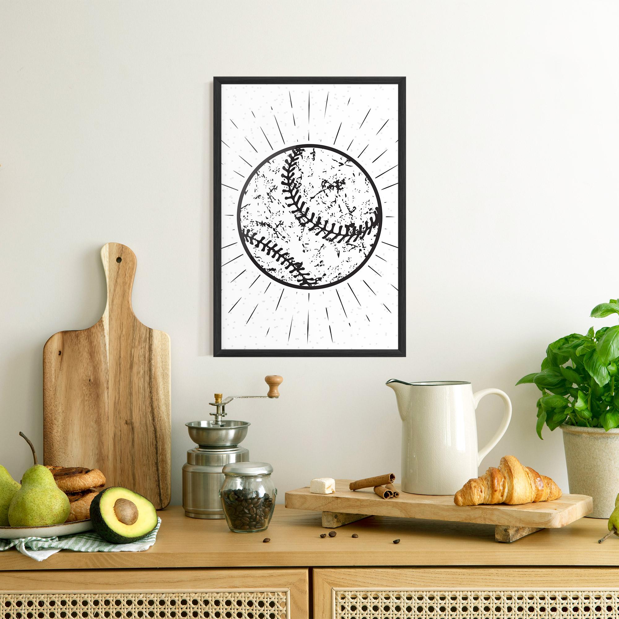 Gerahmte Poster Baseball Ball Line mockup 8