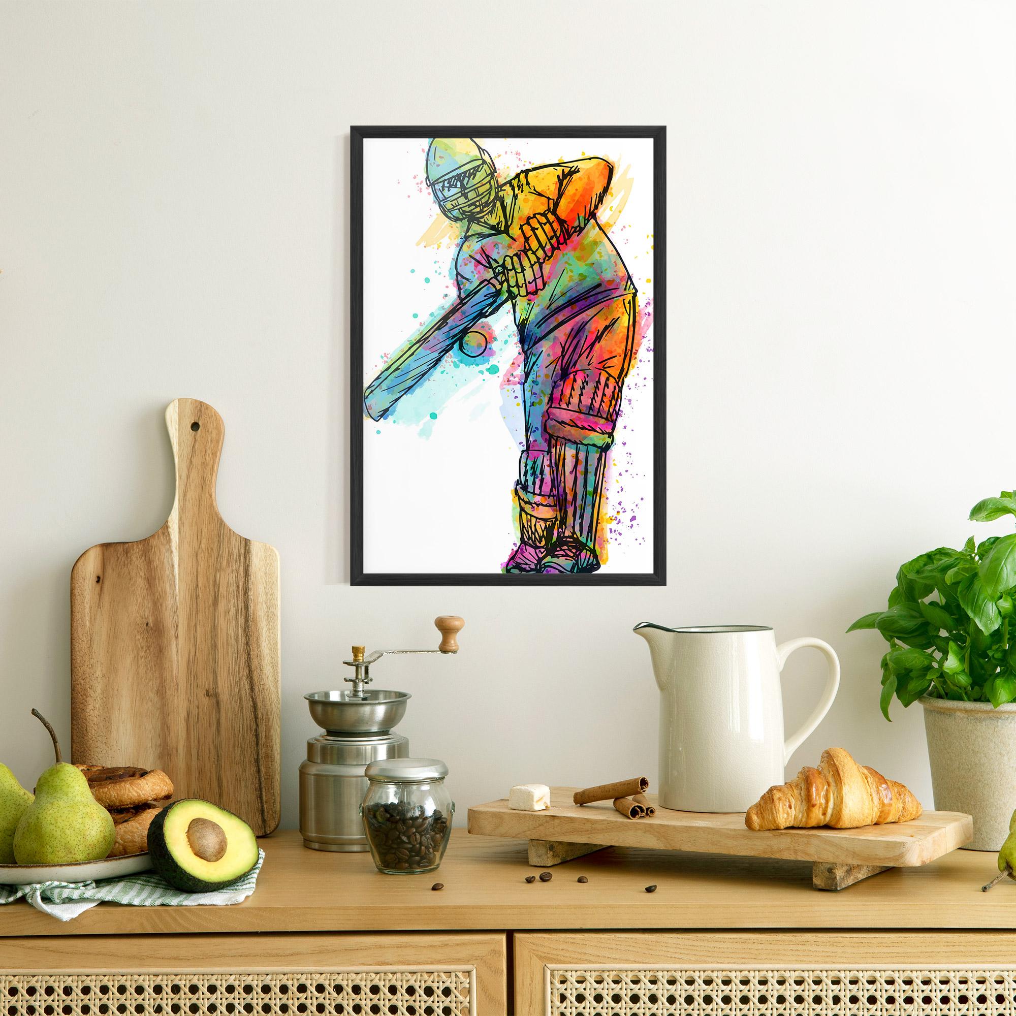 Gerahmte Poster Colorful Baseball Player mockup 8