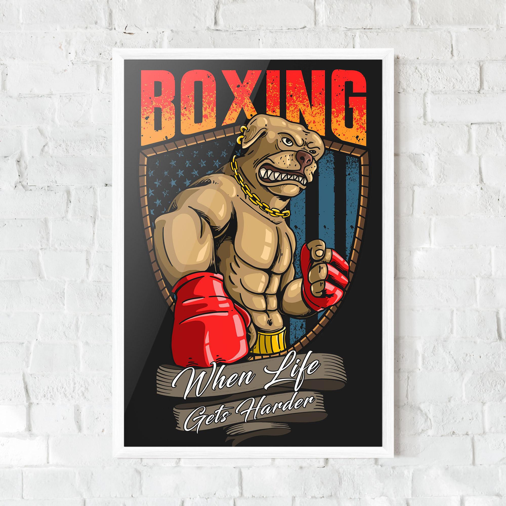 Gerahmte Poster Pitbull Boxer mockup 0