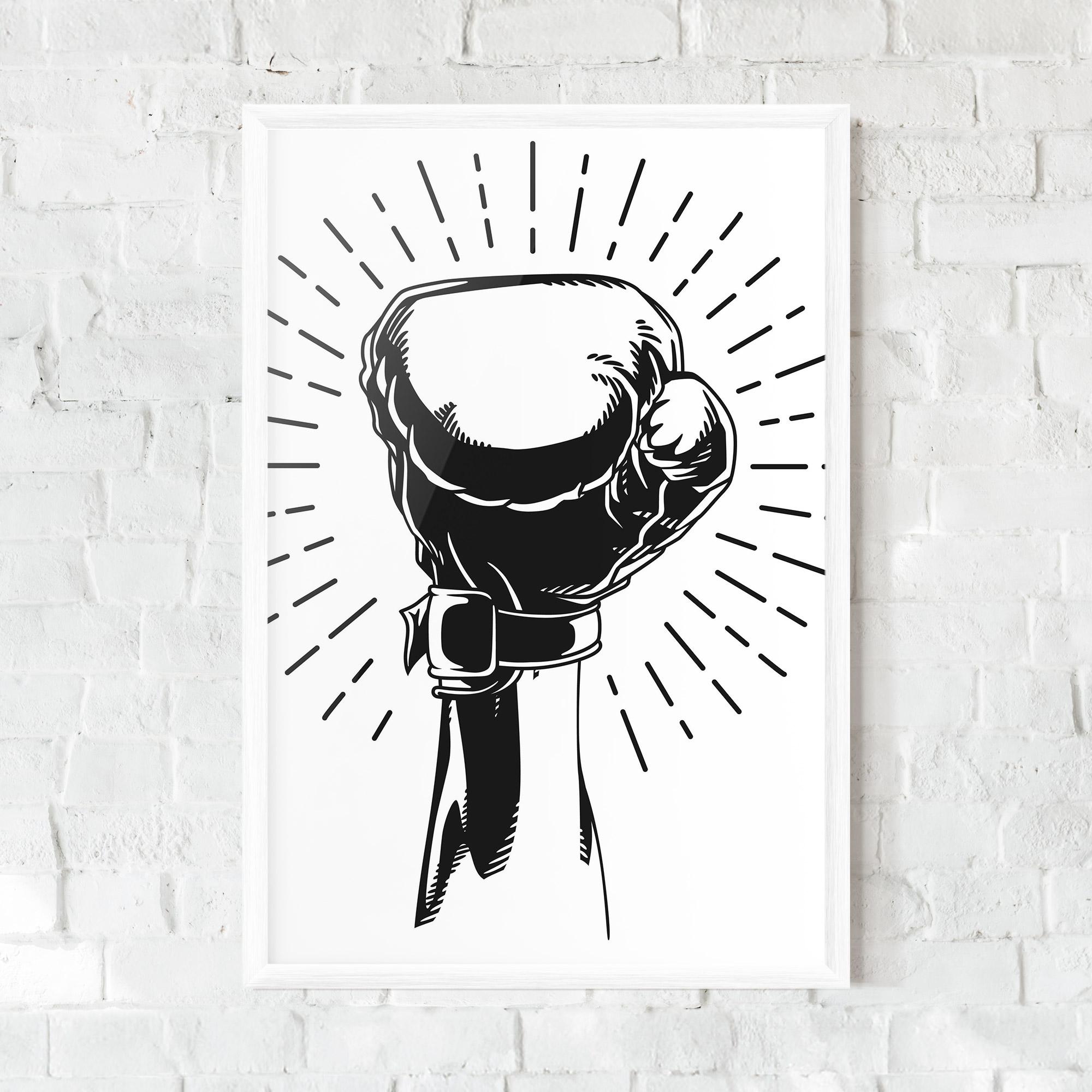 Gerahmte Poster White Hand Boxing mockup 0