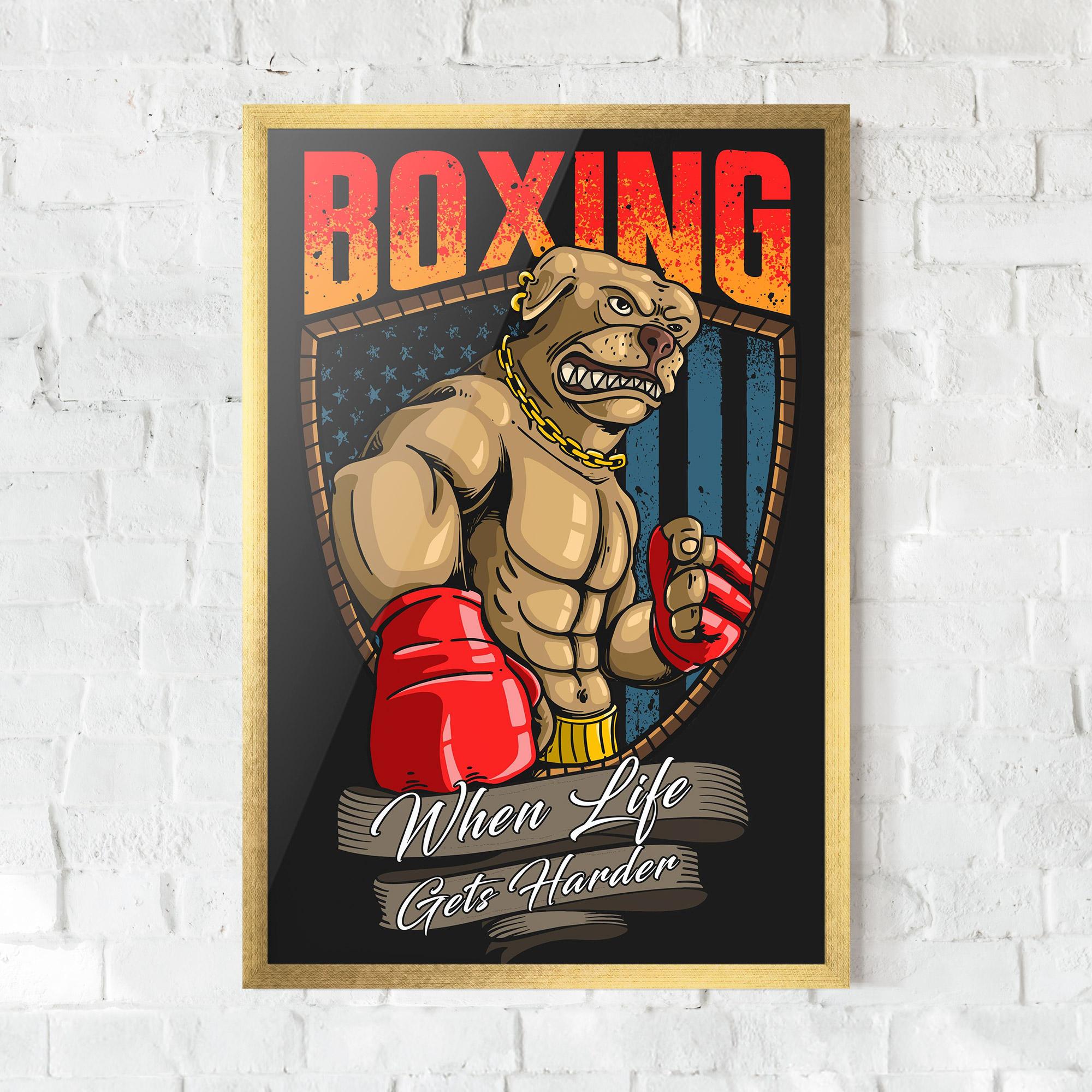Gerahmte Poster Pitbull Boxer mockup 0