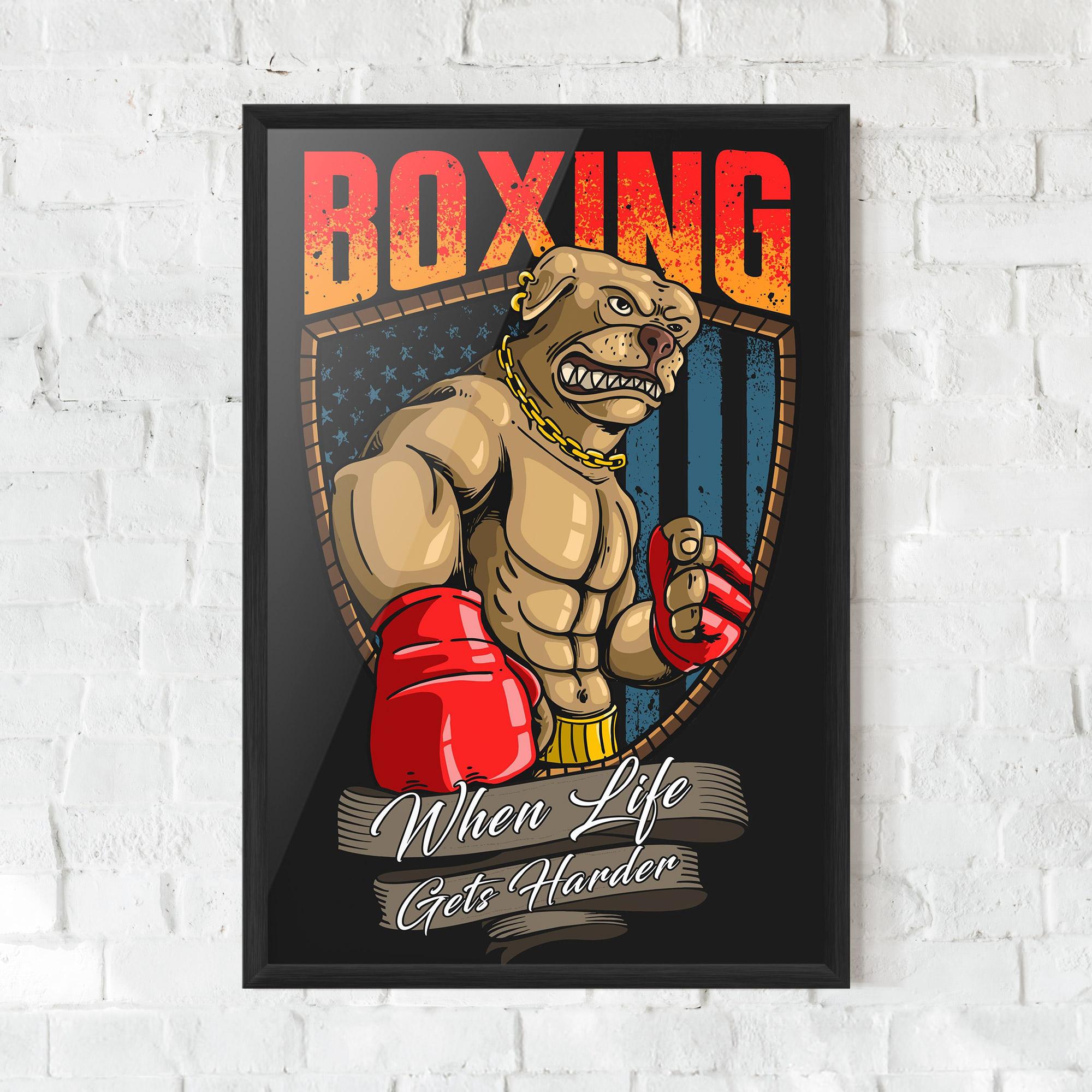 Gerahmte Poster Pitbull Boxer mockup 0