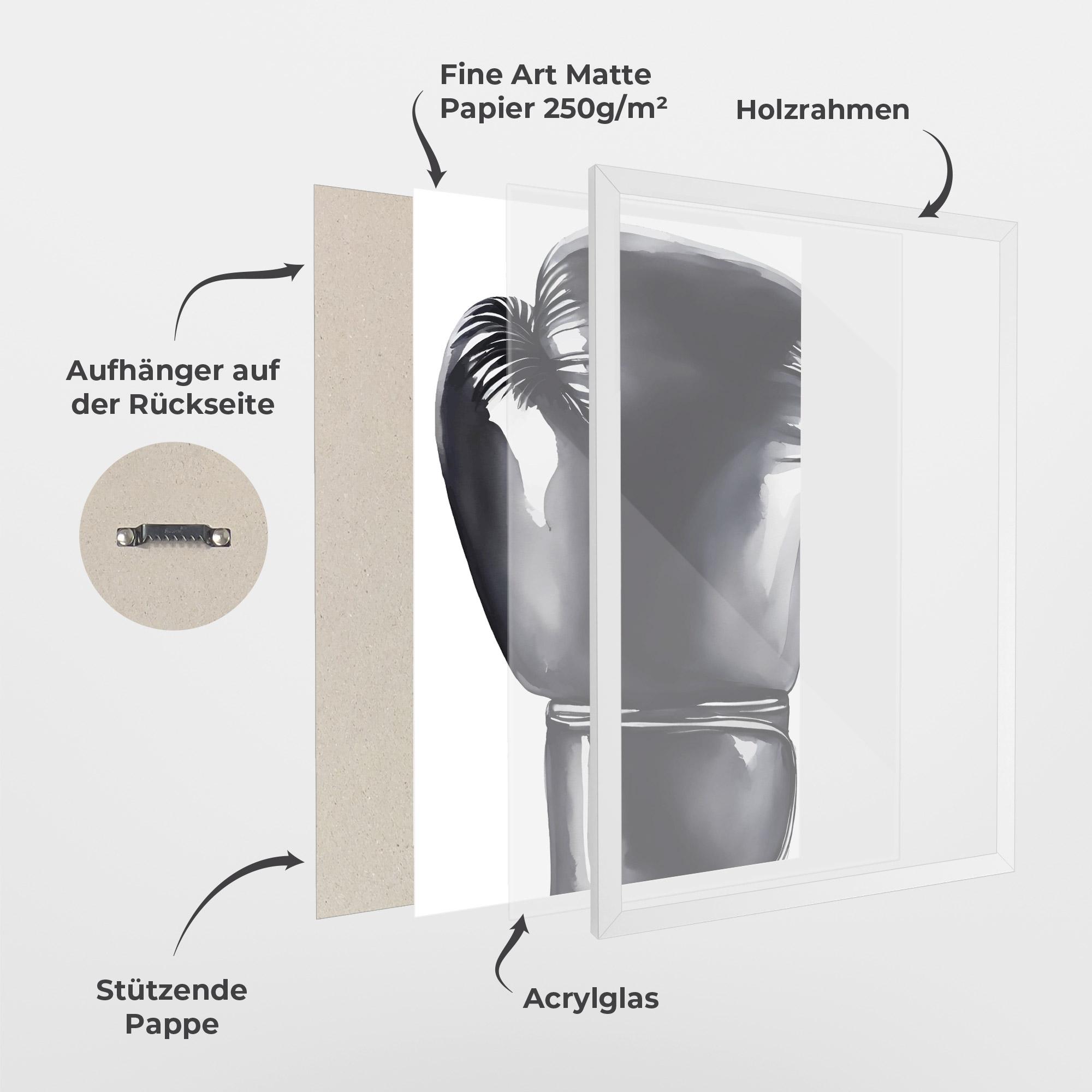 Gerahmte Poster Black Box Glove mockup 1