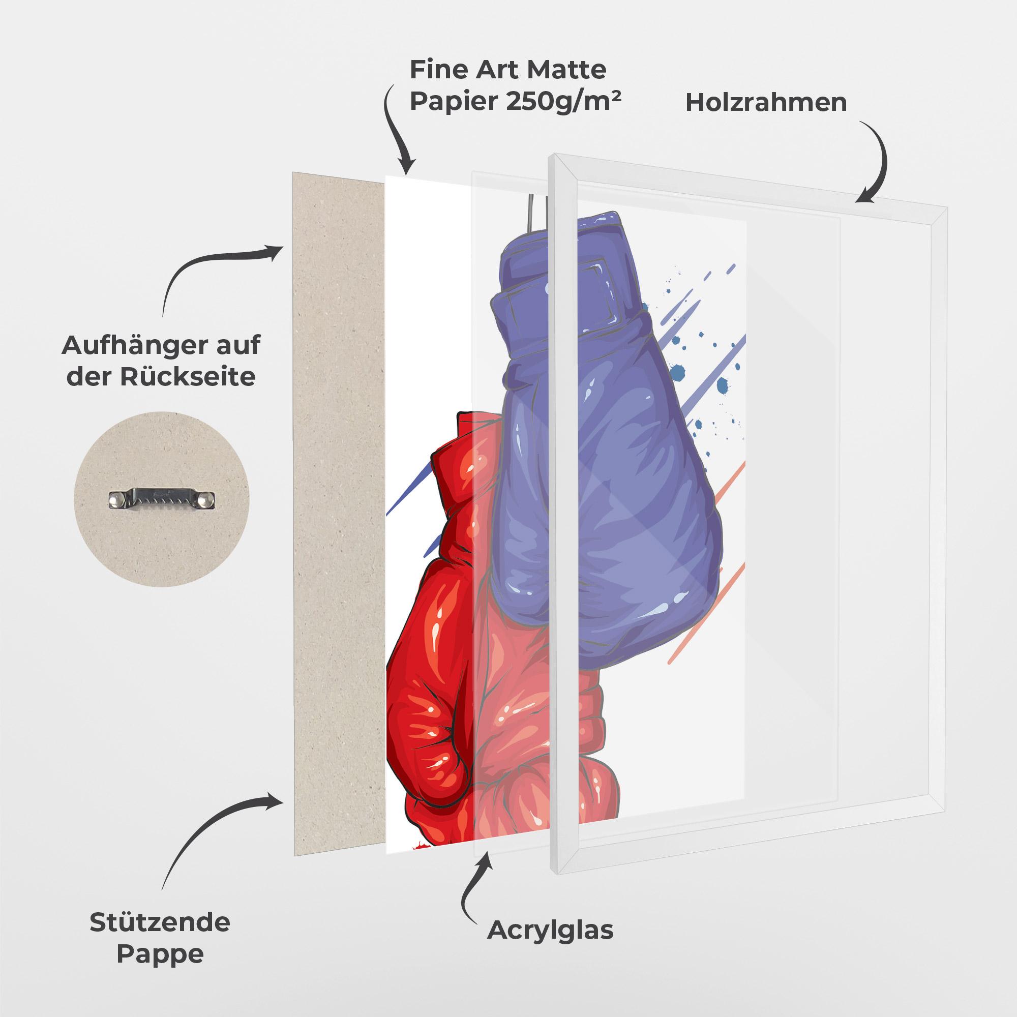 Gerahmte Poster Blue Red Gloves mockup 1