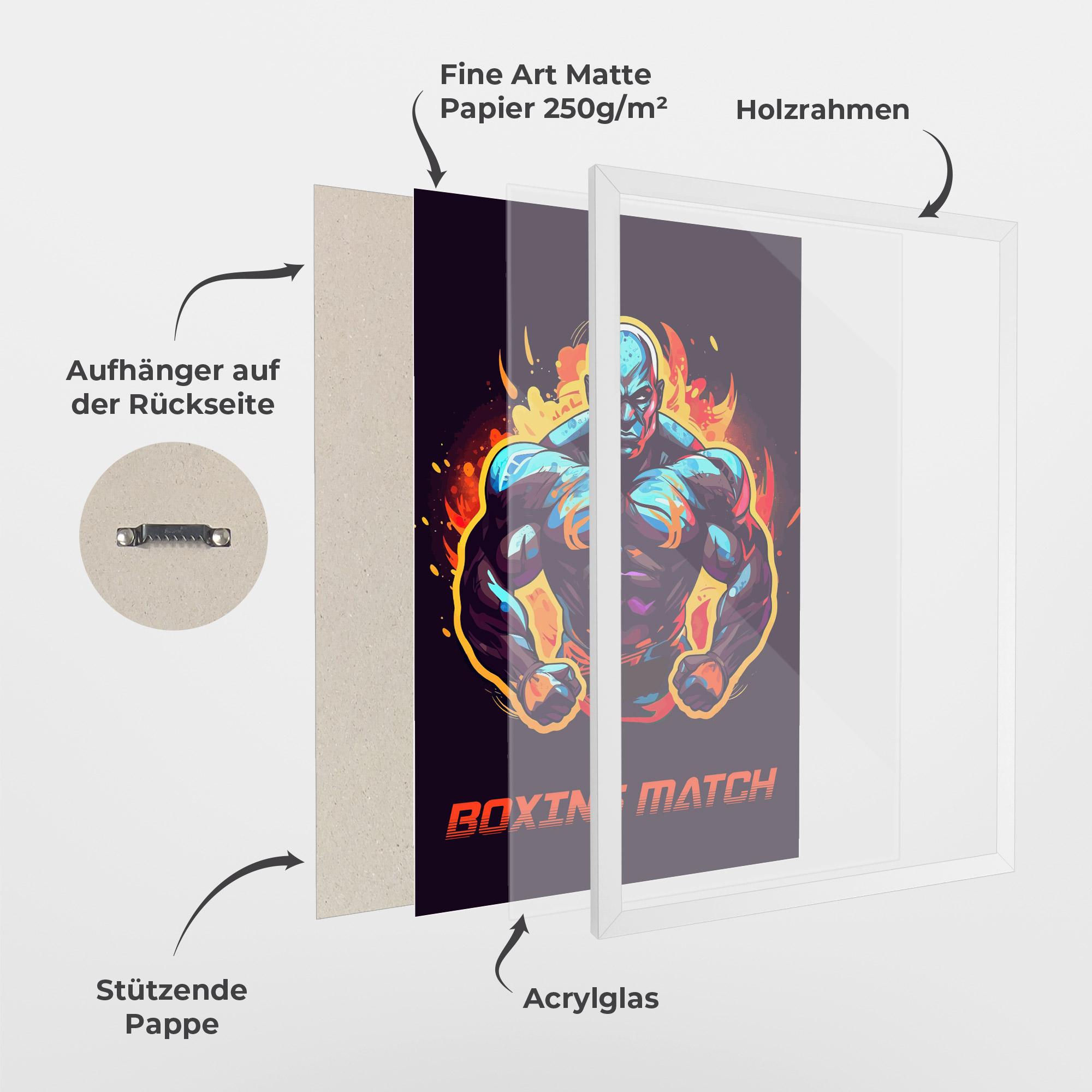 Gerahmte Poster Boxing Strong Match mockup 1