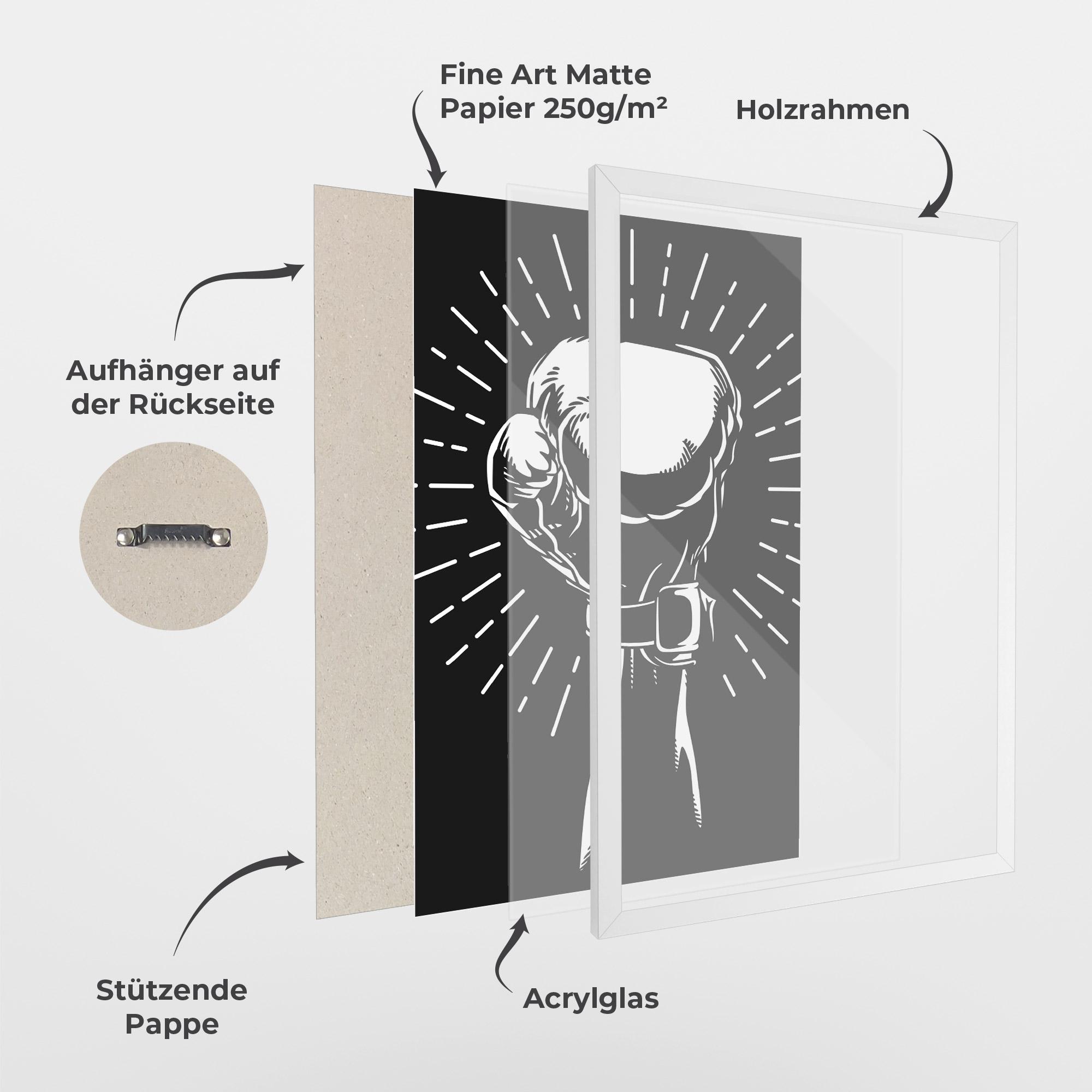 Gerahmte Poster Grey Hand Boxing mockup 1