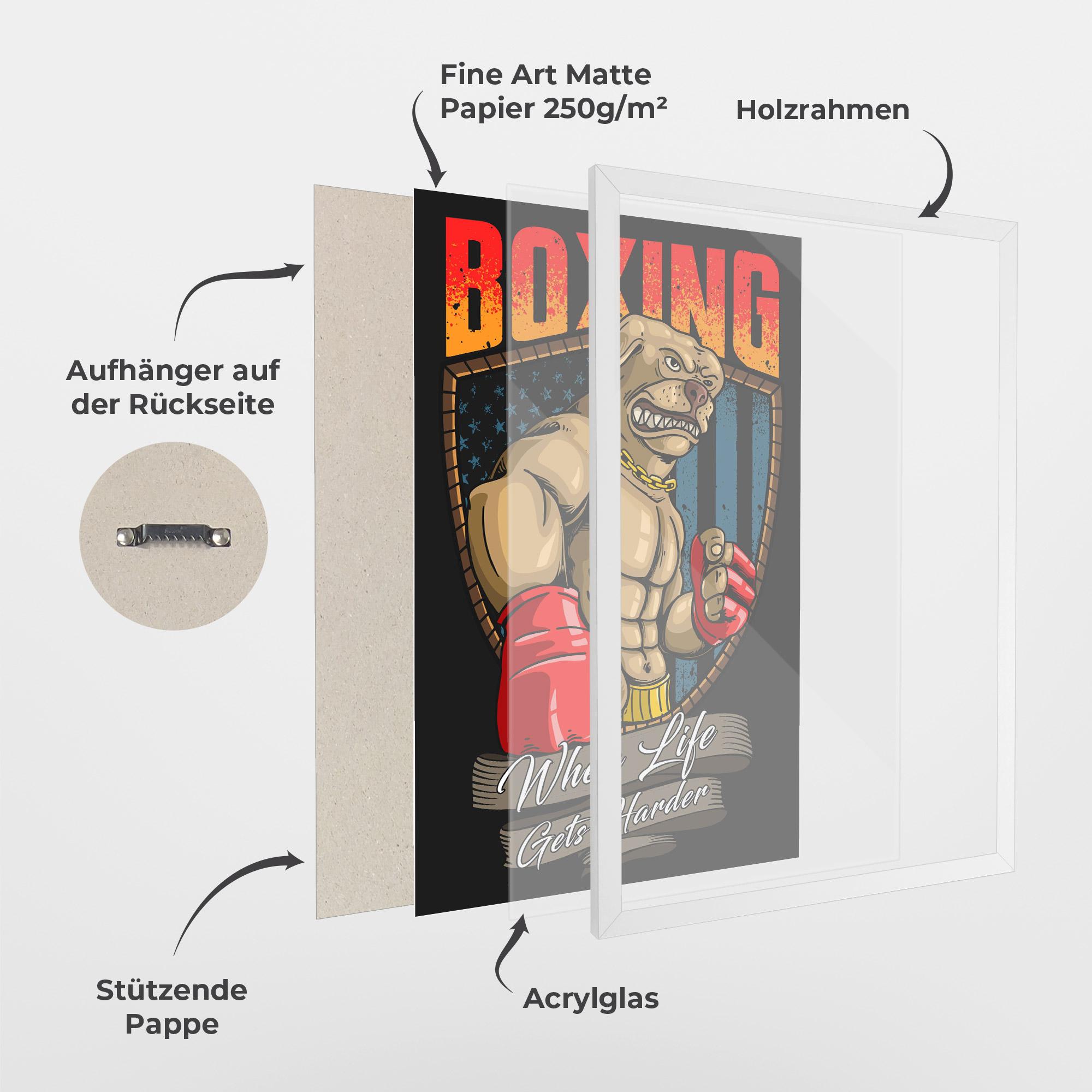 Gerahmte Poster Pitbull Boxer mockup 1