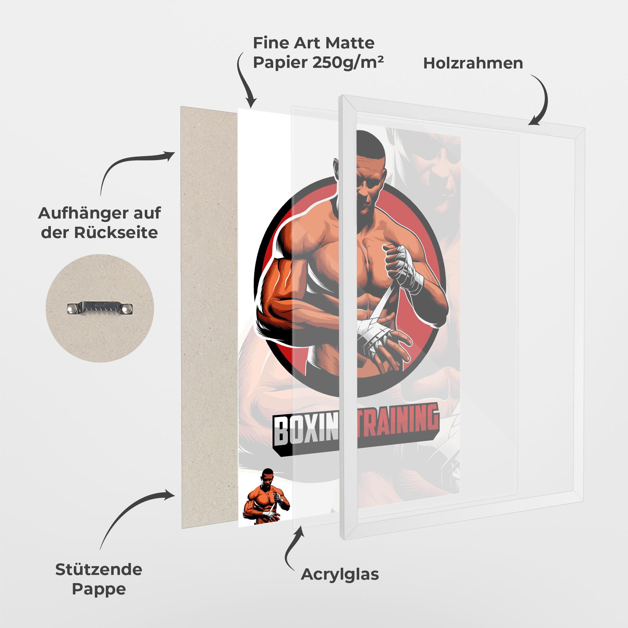Gerahmte Poster Training Fighter mockup 1