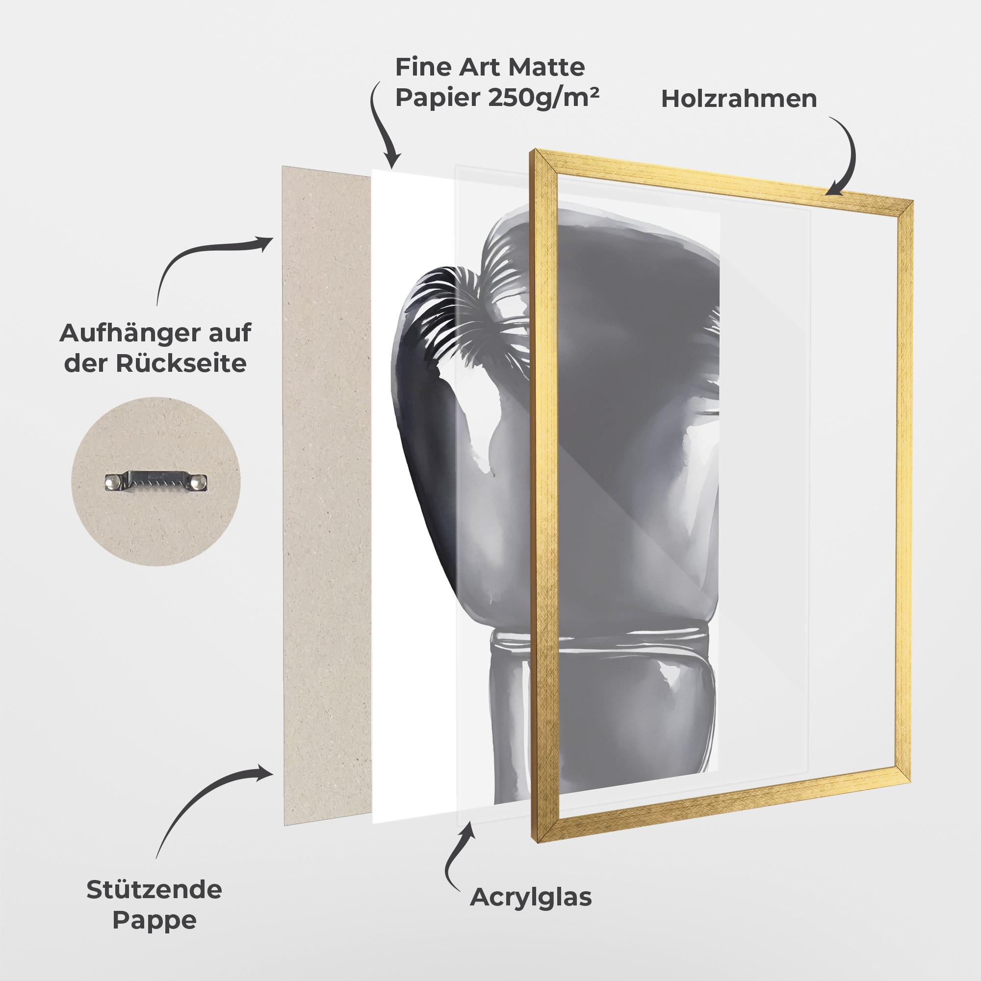 Gerahmte Poster Black Box Glove mockup 1