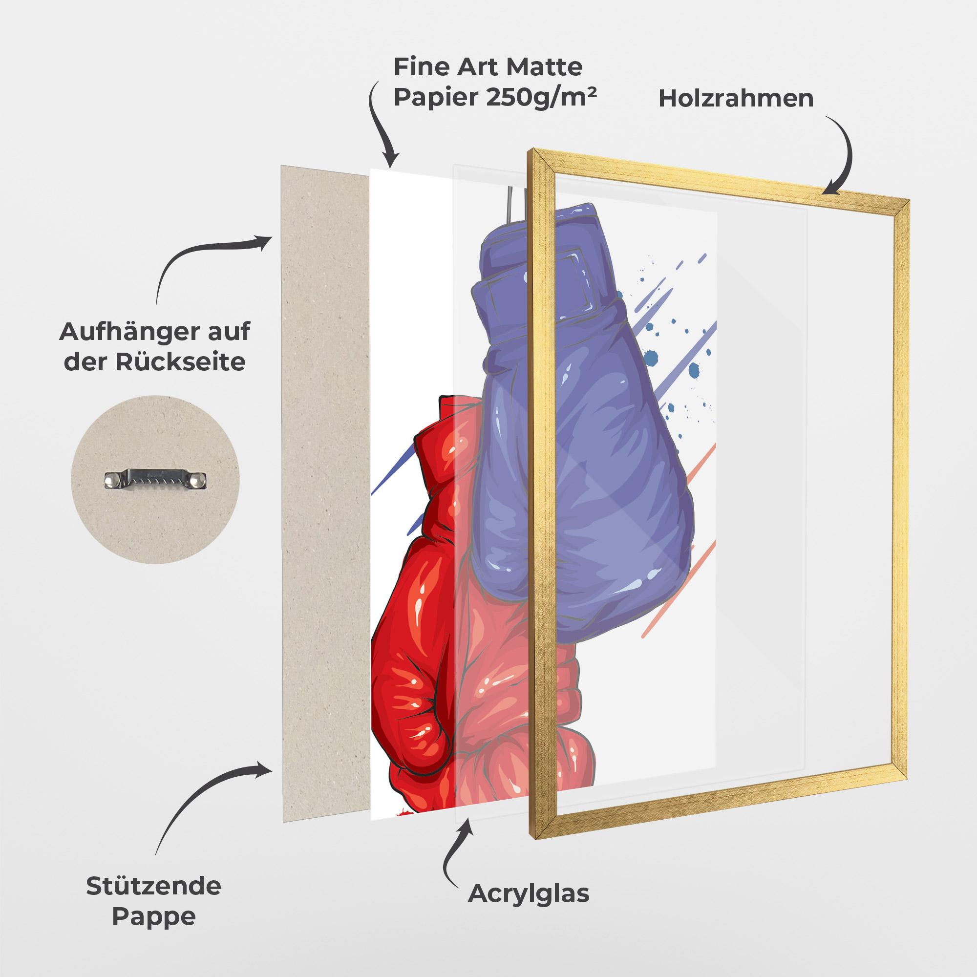 Gerahmte Poster Blue Red Gloves mockup 1