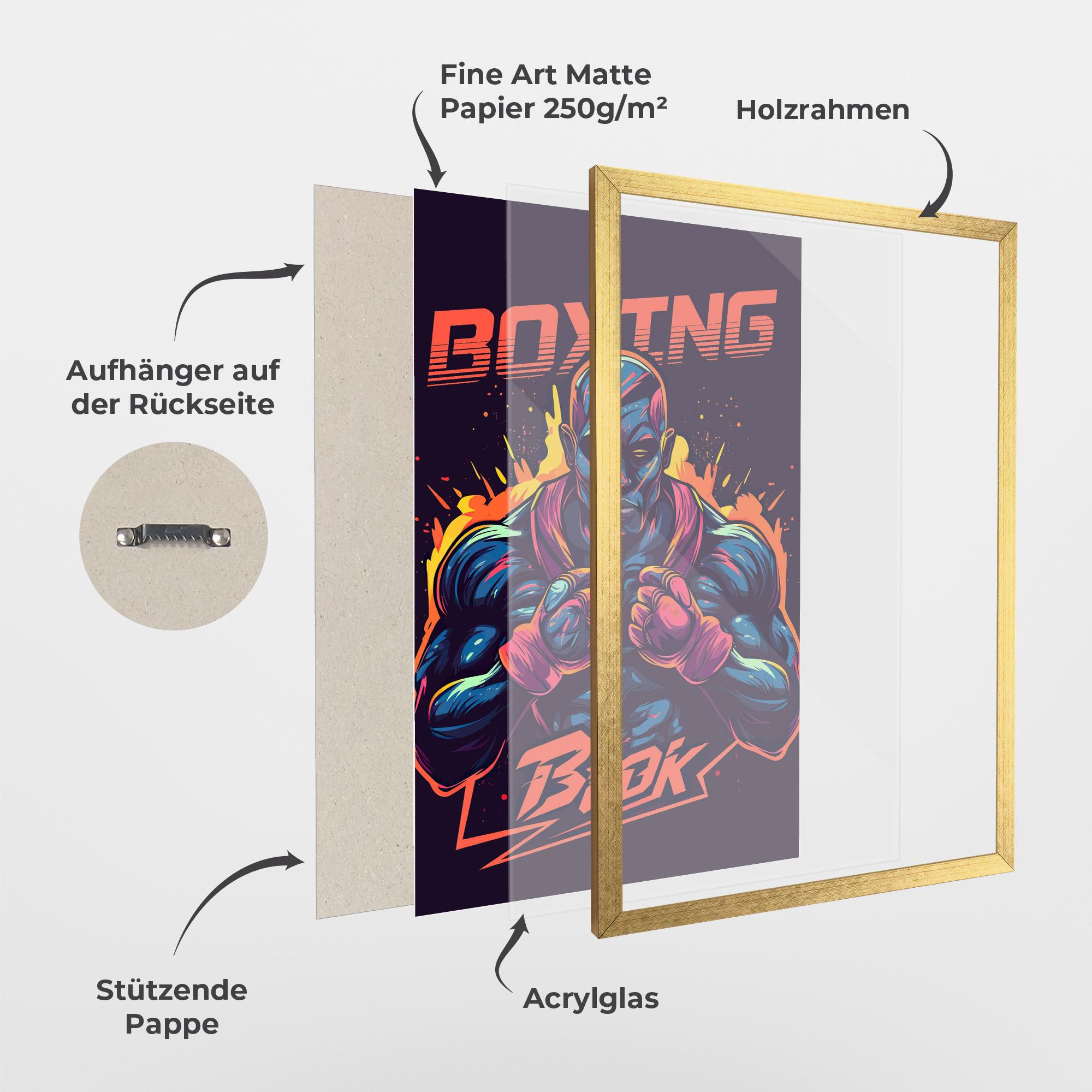 Gerahmte Poster Boxing Blok mockup 1