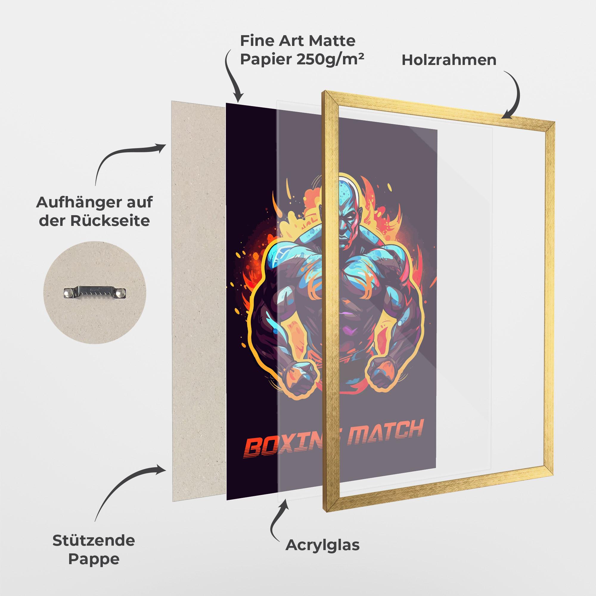 Gerahmte Poster Boxing Strong Match mockup 1
