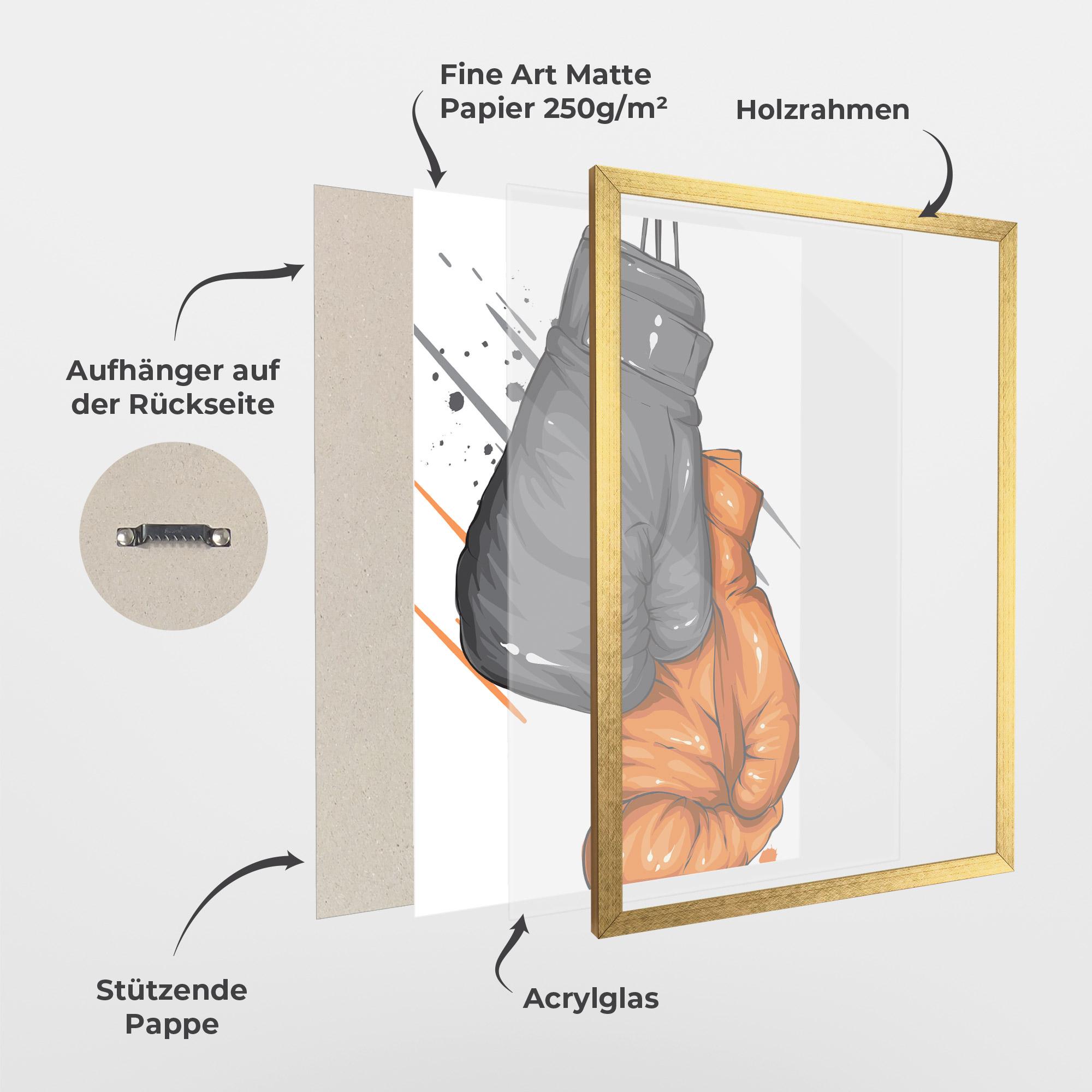 Gerahmte Poster Grey Orange Glove mockup 1