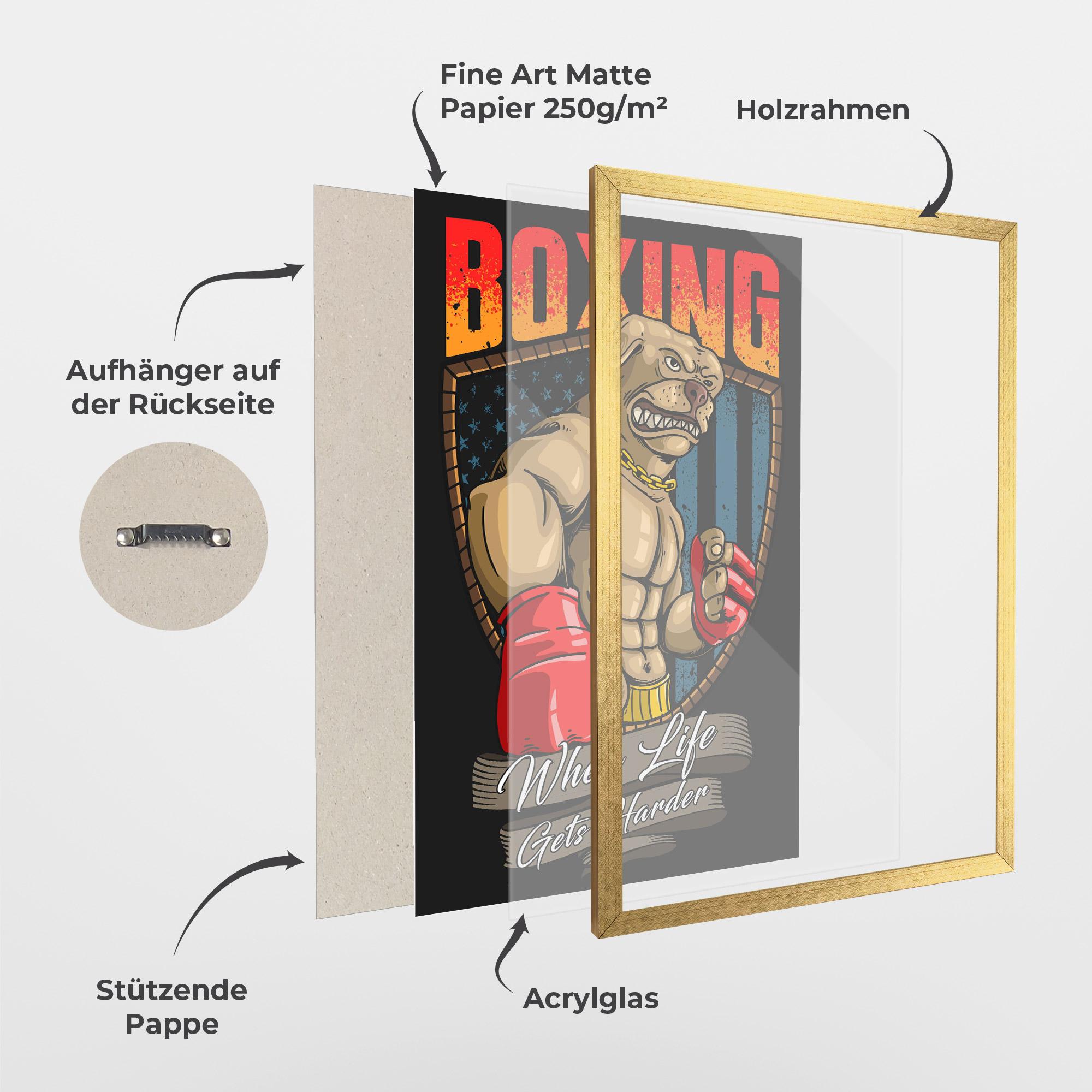 Gerahmte Poster Pitbull Boxer mockup 1