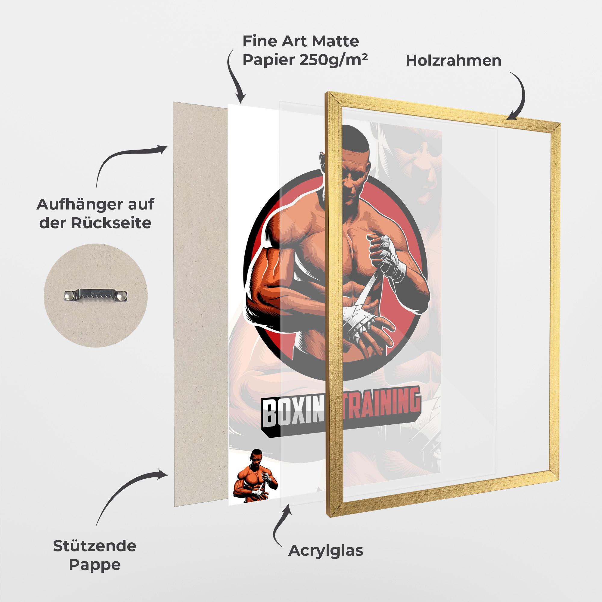 Gerahmte Poster Training Fighter mockup 1