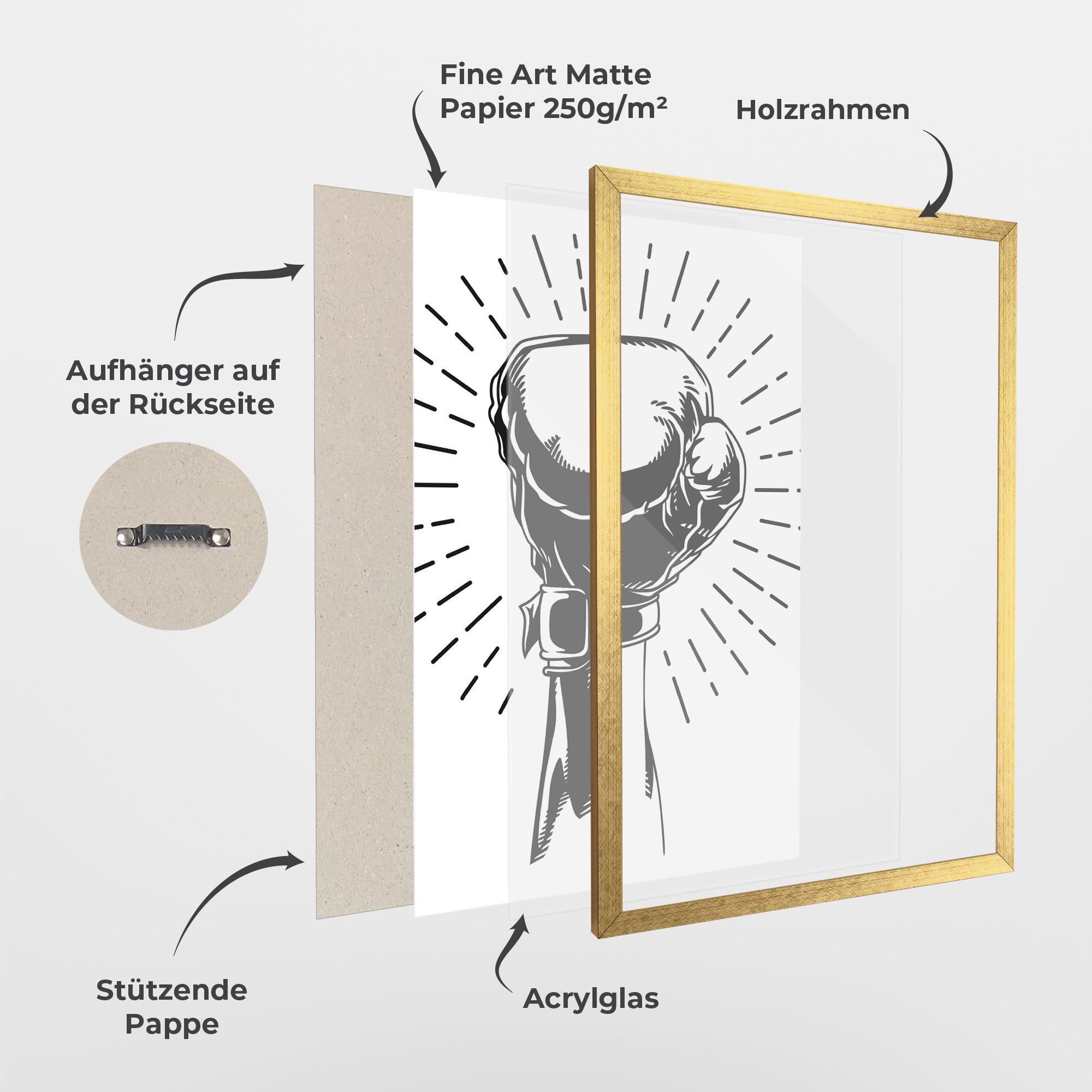 Gerahmte Poster White Hand Boxing mockup 1