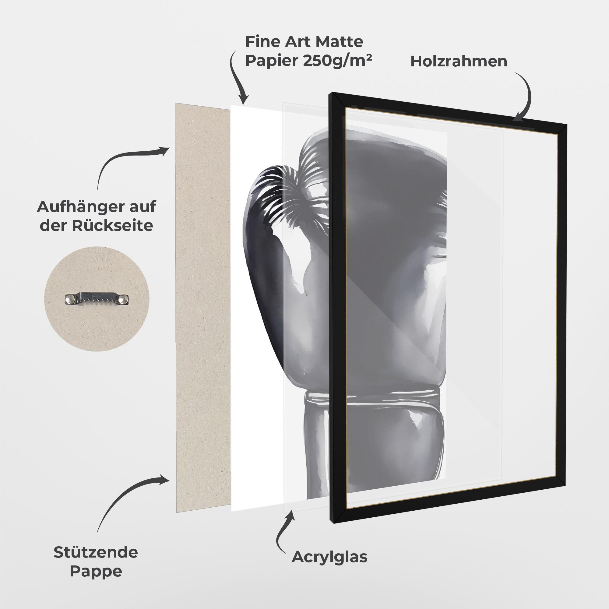 Gerahmte Poster Black Box Glove mockup 1