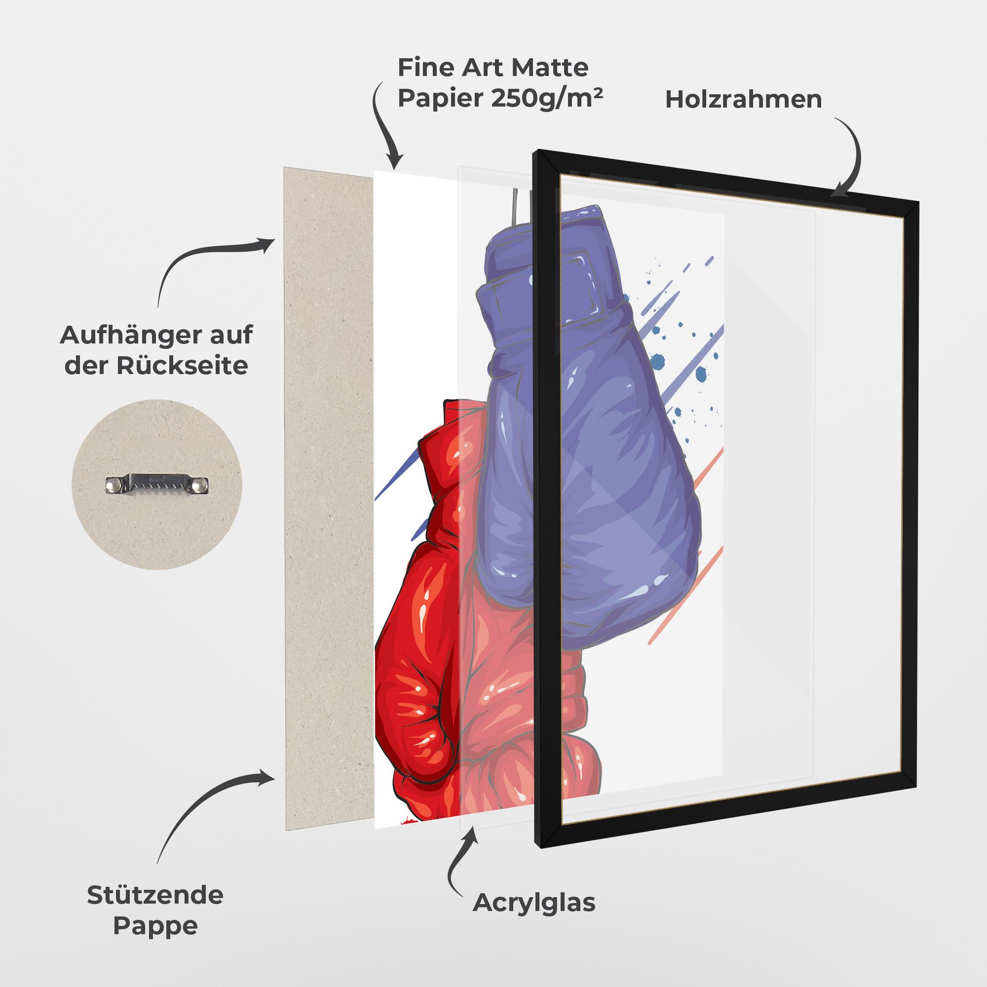 Gerahmte Poster Blue Red Gloves mockup 1