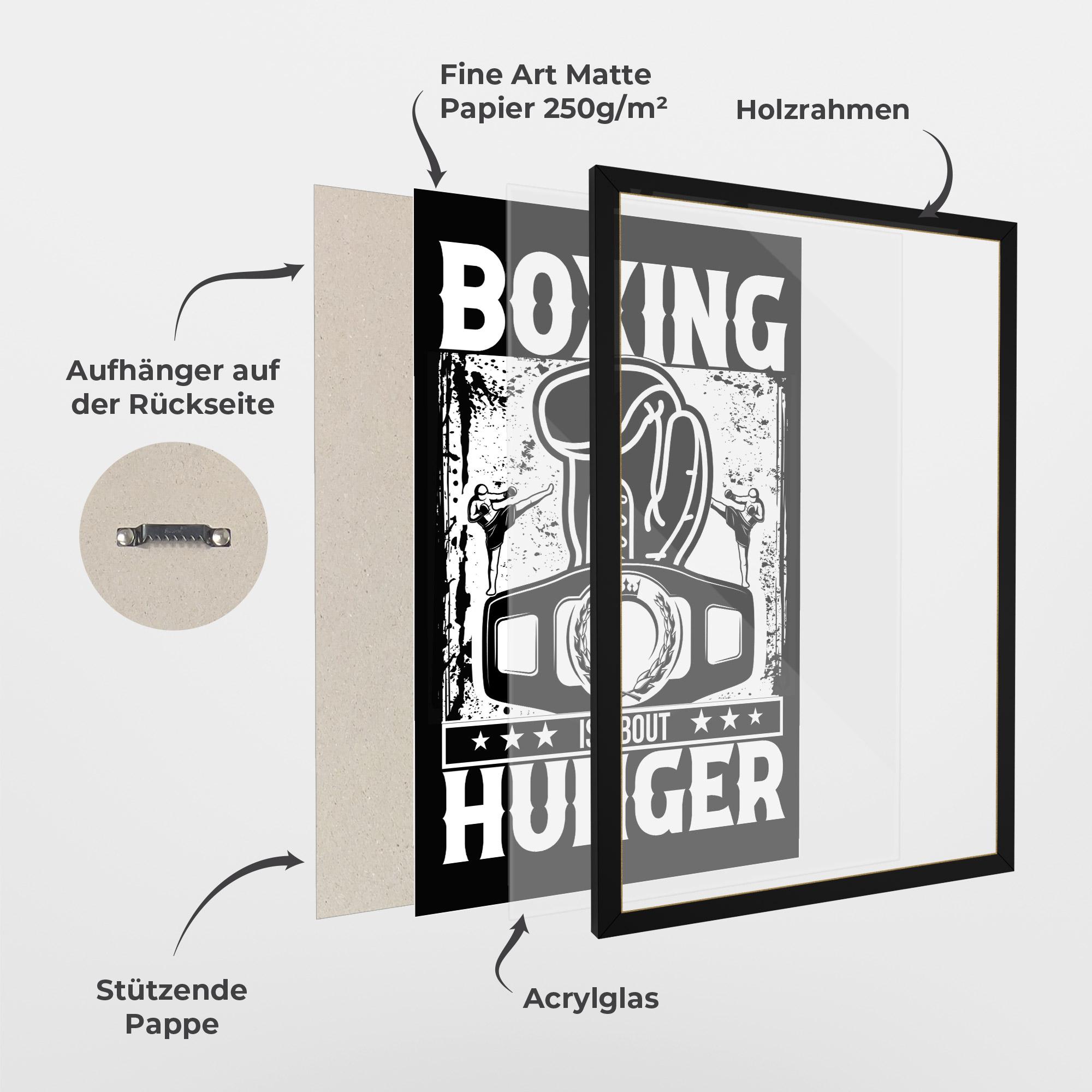 Gerahmte Poster Boxing Hunger mockup 1