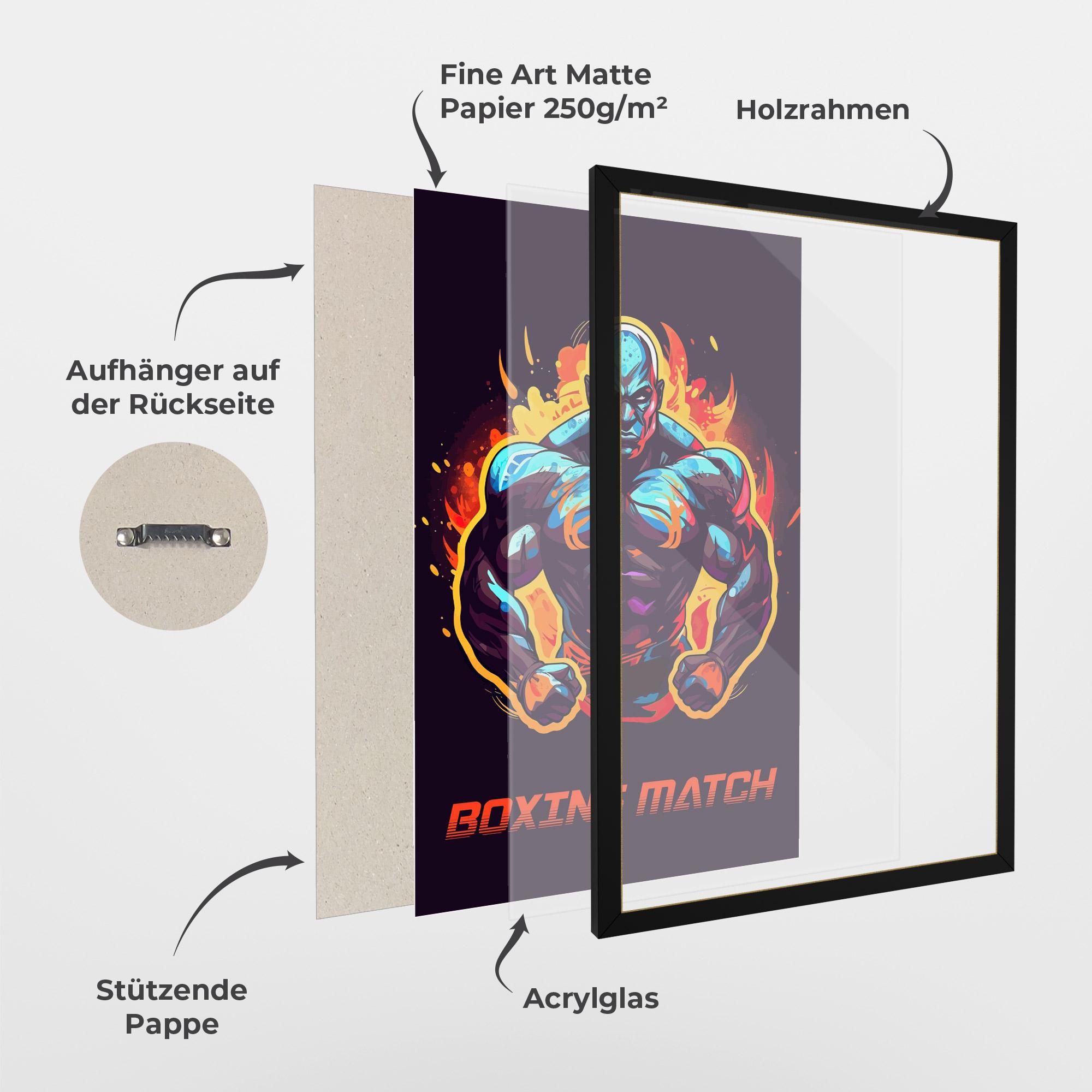 Gerahmte Poster Boxing Strong Match mockup 1