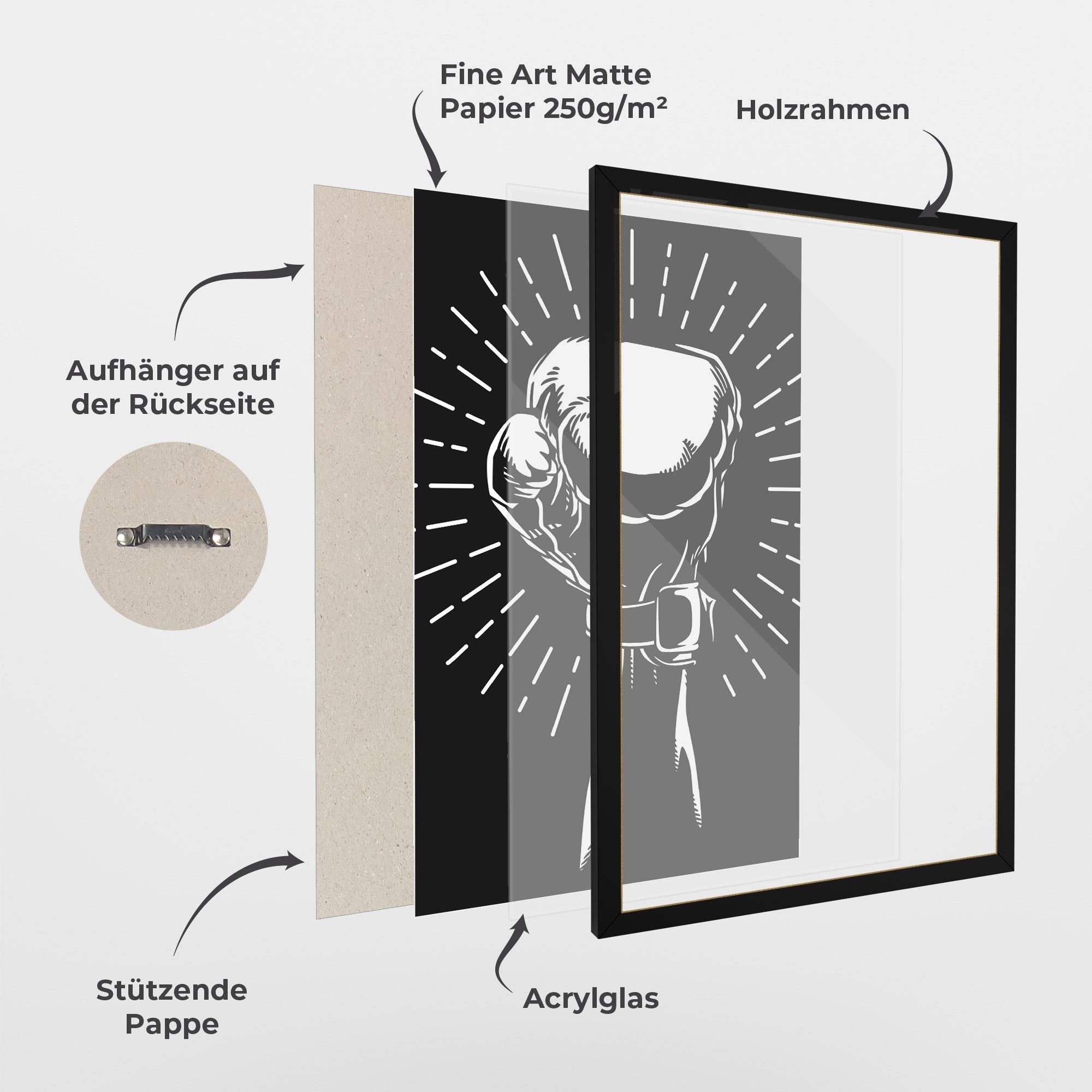 Gerahmte Poster Grey Hand Boxing mockup 1