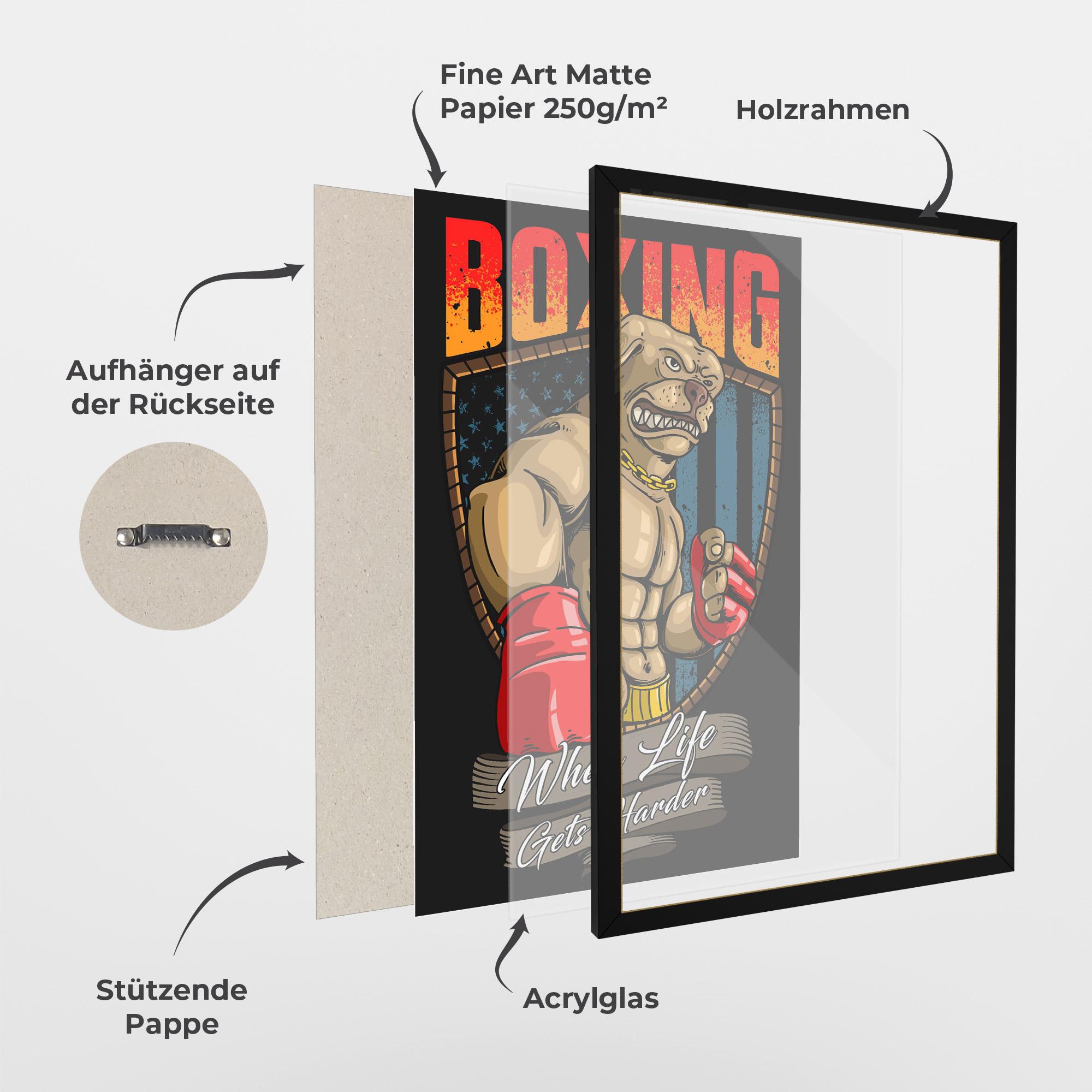 Gerahmte Poster Pitbull Boxer mockup 1