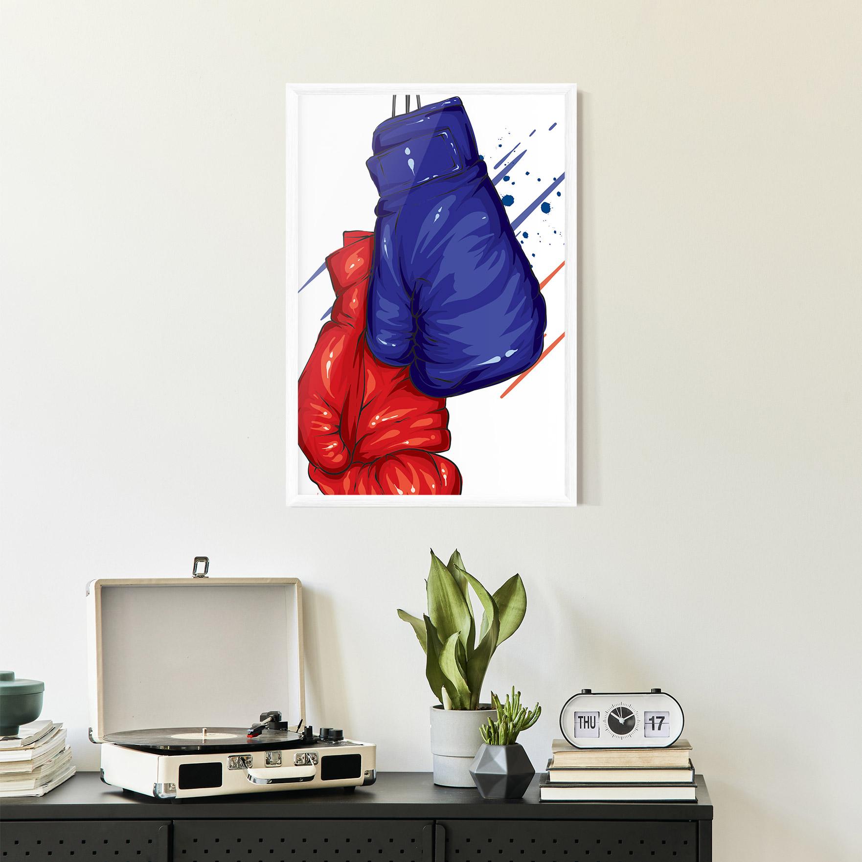 Gerahmte Poster Blue Red Gloves mockup 2