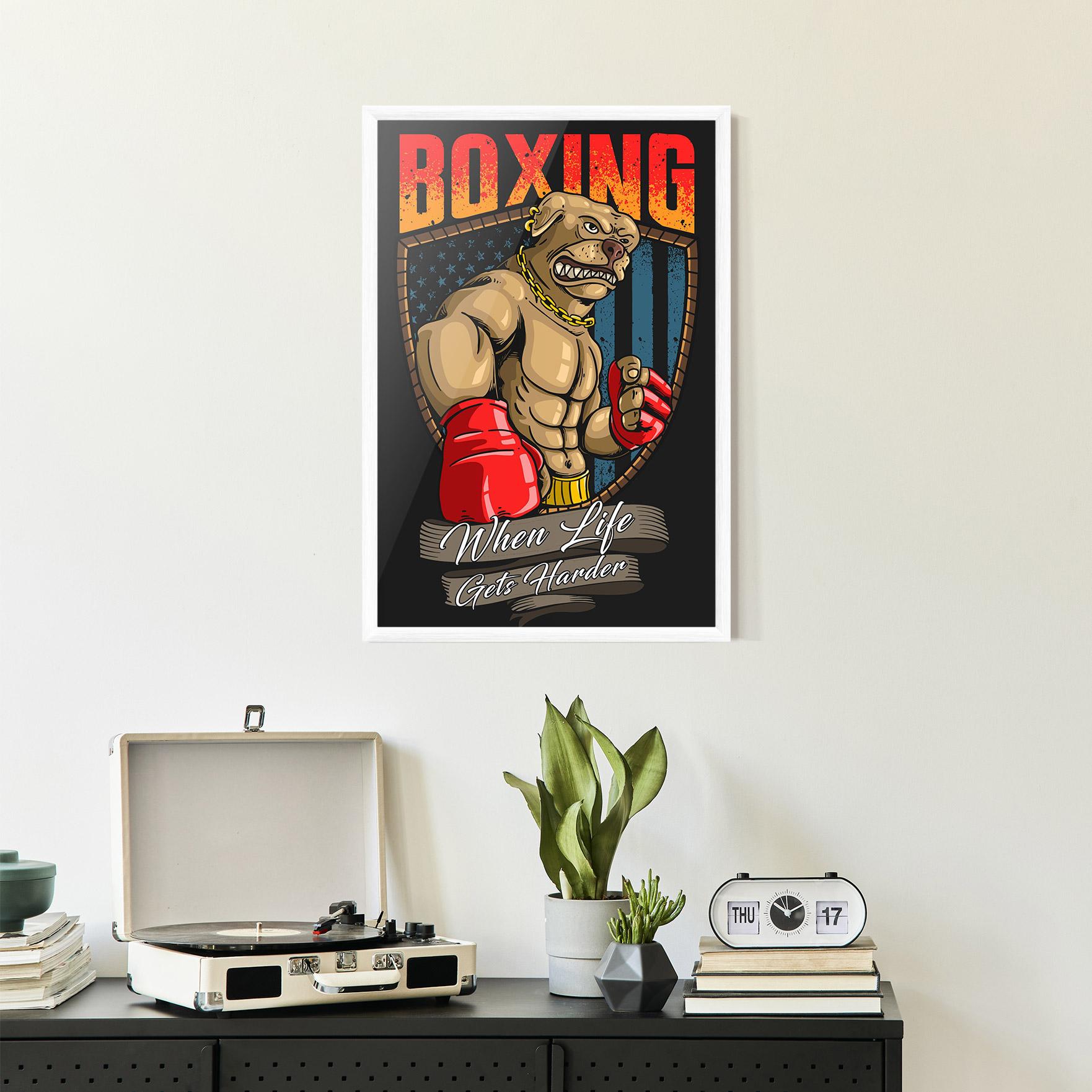 Gerahmte Poster Pitbull Boxer mockup 2