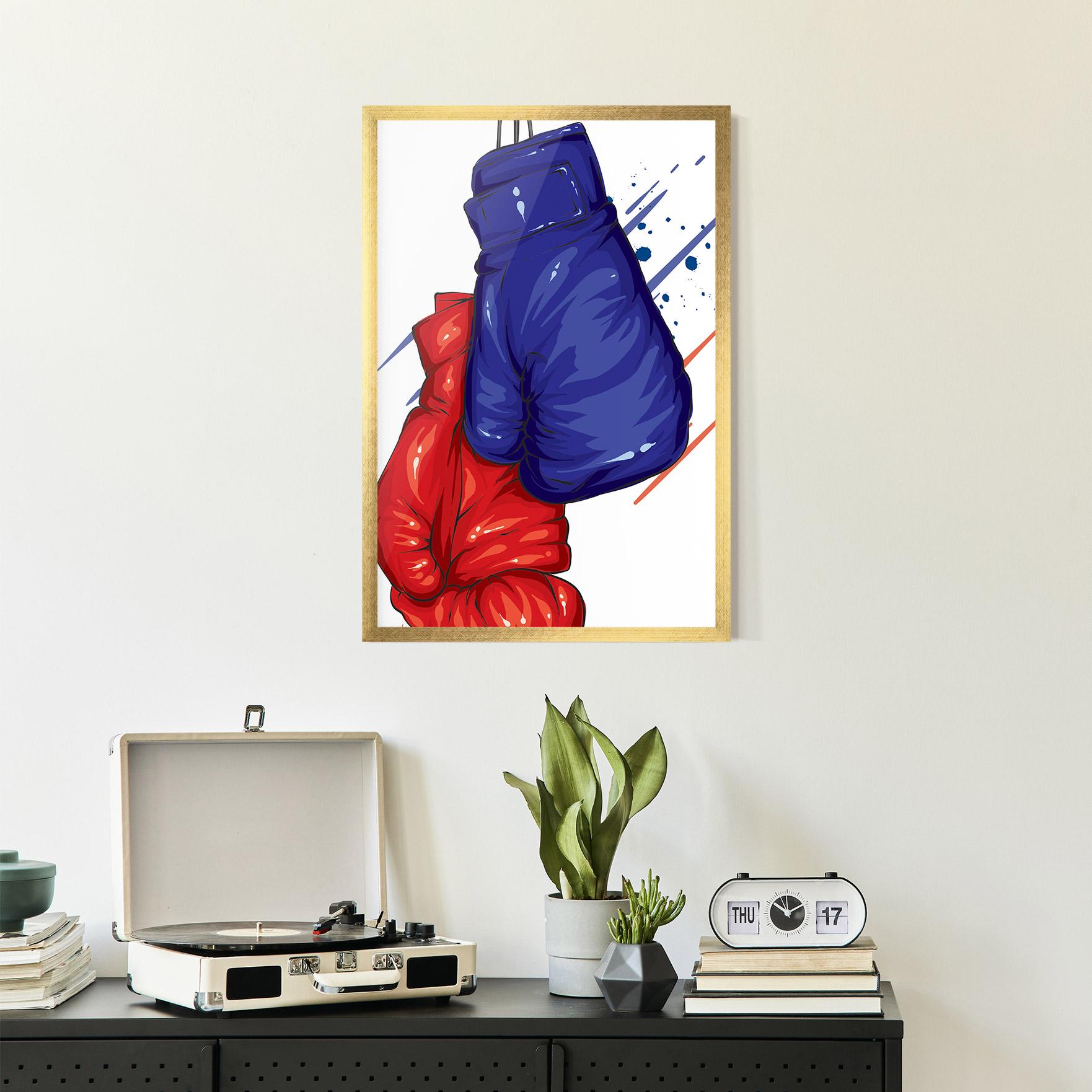 Gerahmte Poster Blue Red Gloves mockup 2