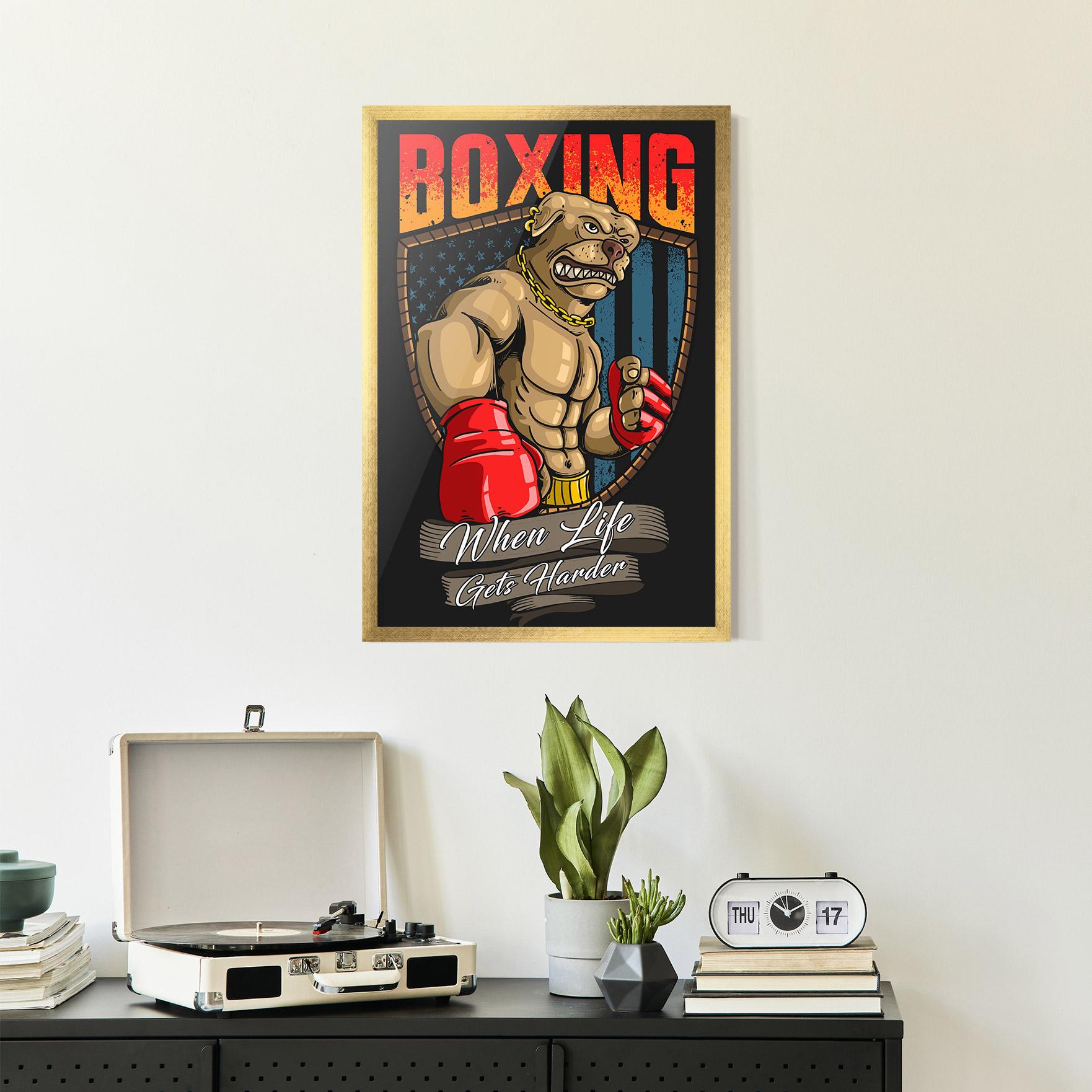 Gerahmte Poster Pitbull Boxer mockup 2