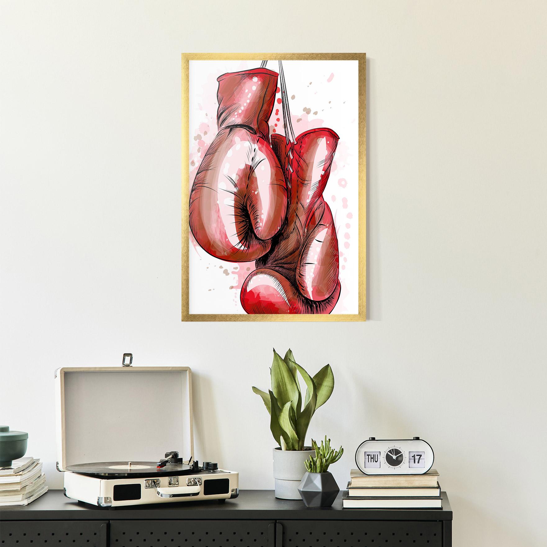 Gerahmte Poster Red Painted Gloves mockup 2