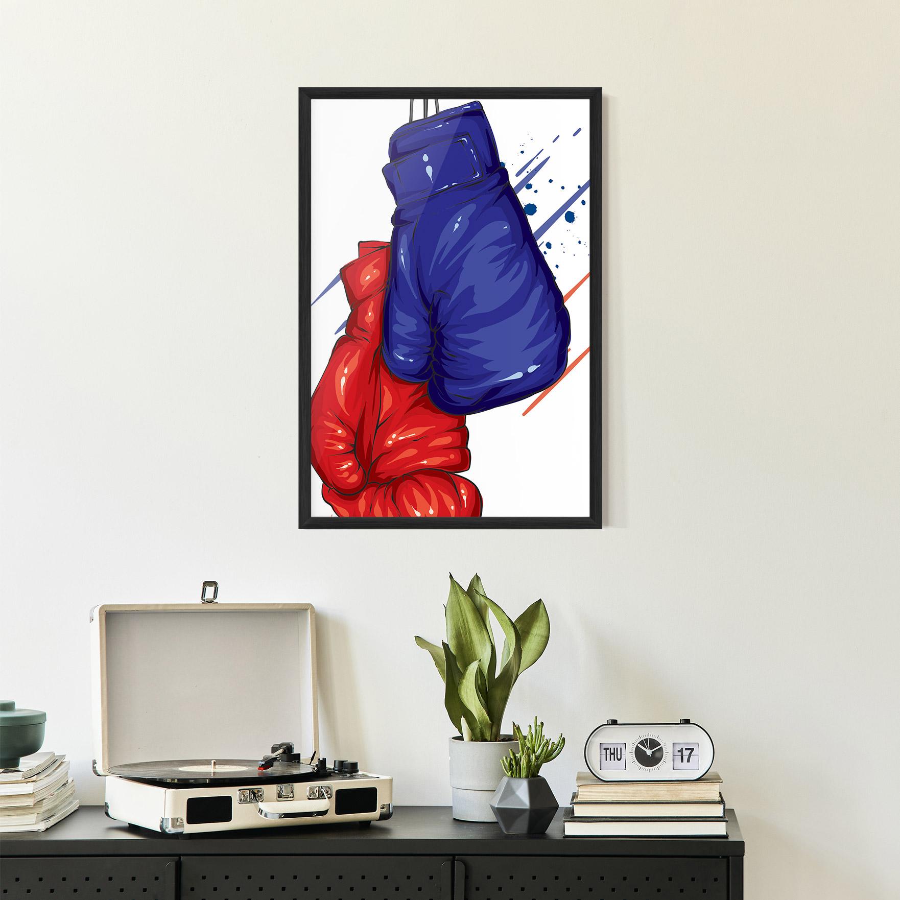 Gerahmte Poster Blue Red Gloves mockup 2