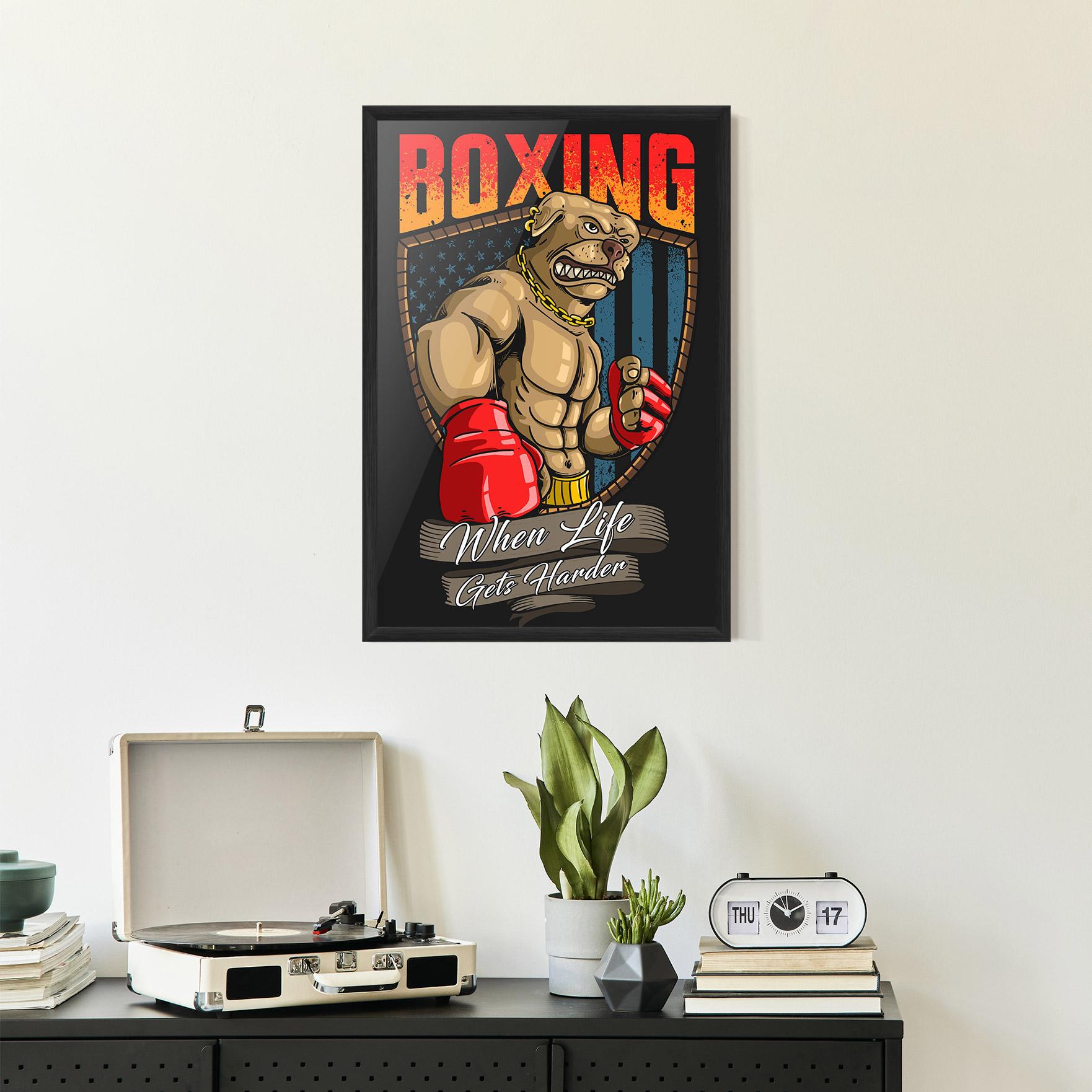 Gerahmte Poster Pitbull Boxer mockup 2