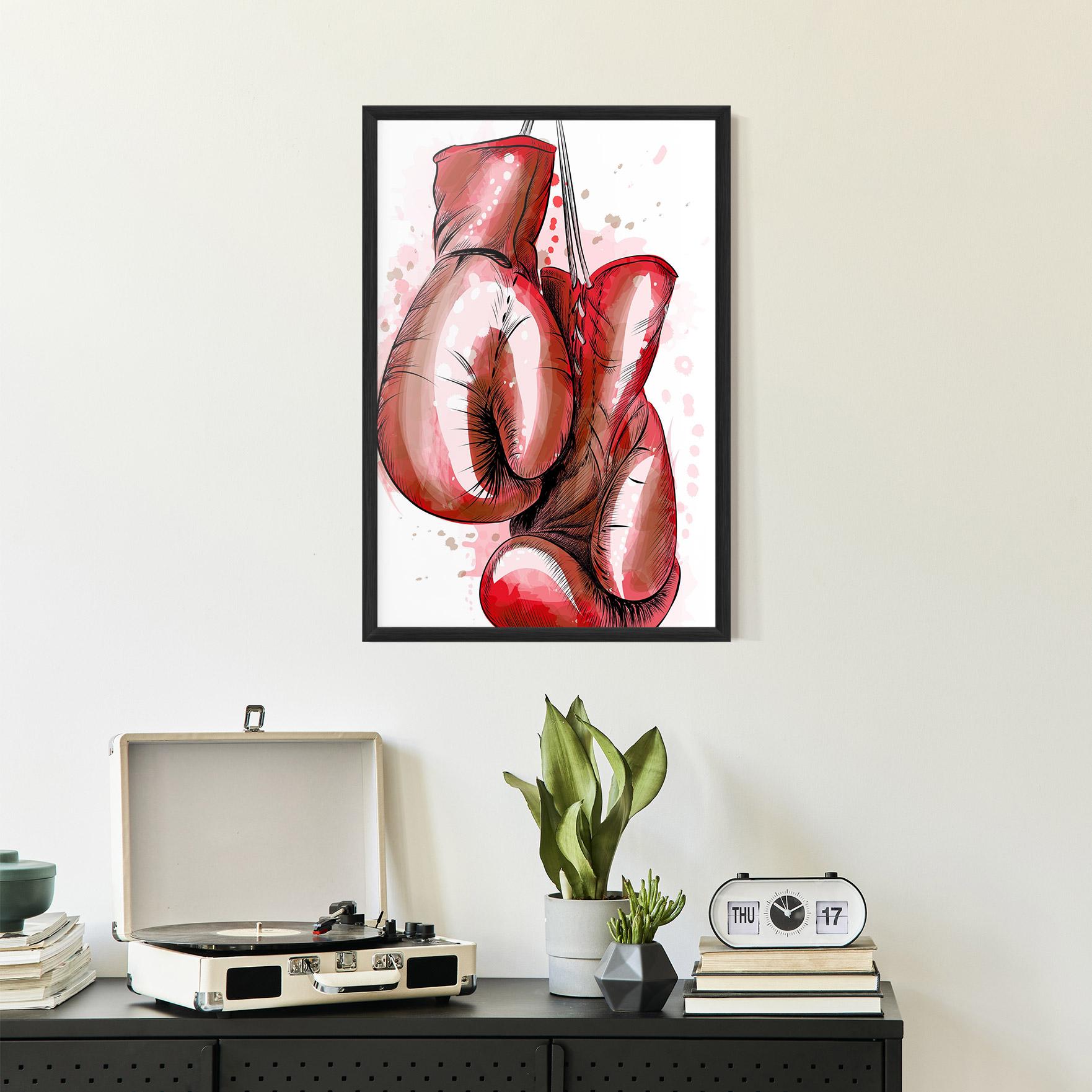 Gerahmte Poster Red Painted Gloves mockup 2
