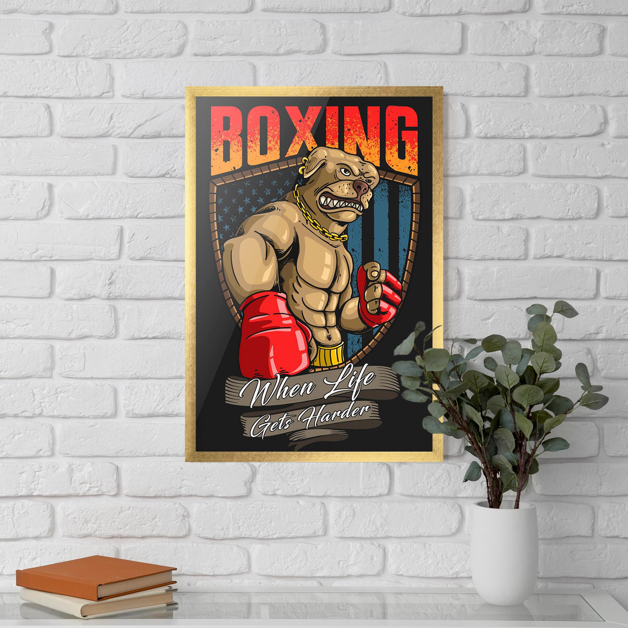 Gerahmte Poster Pitbull Boxer mockup 5